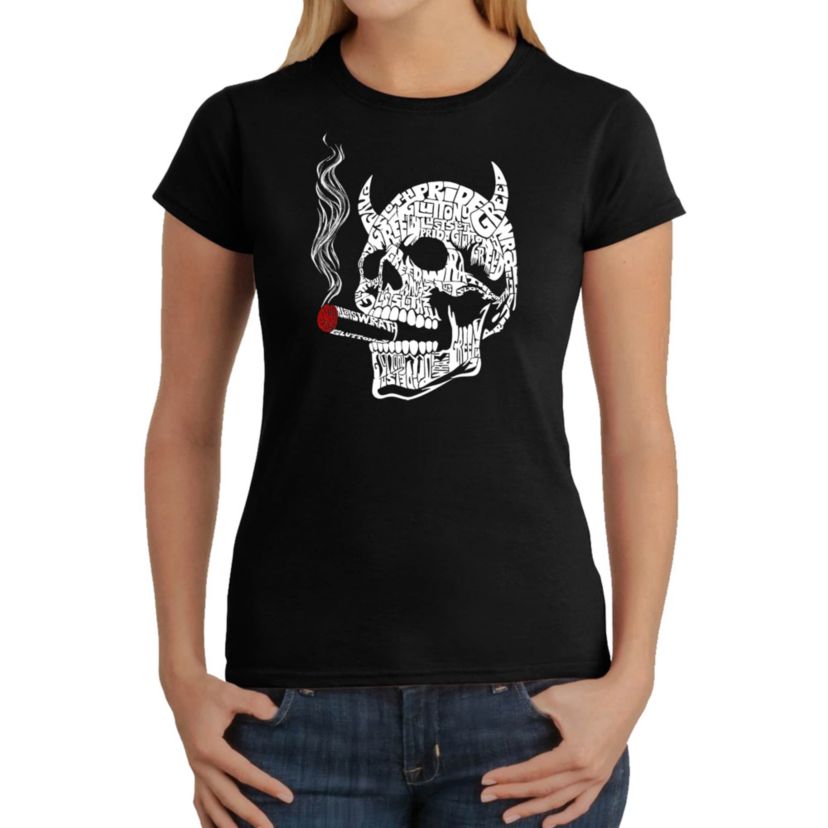 7 Deadly Sins Skull - Womens Word Art T-Shirt