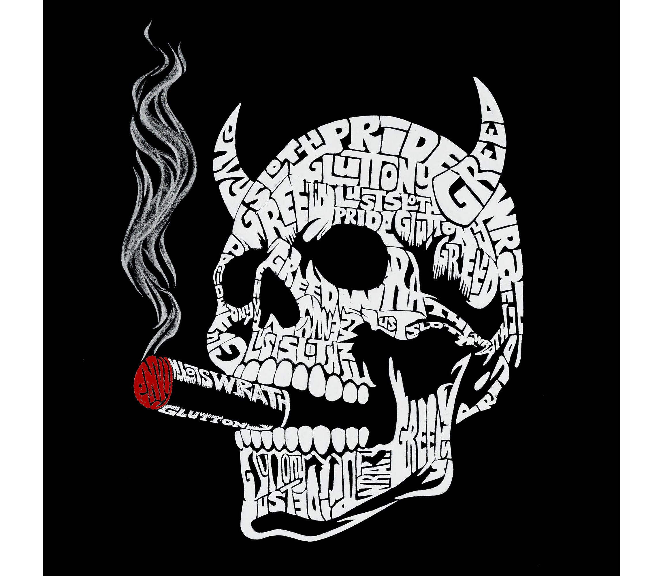 7 Deadly Sins Skull - Womens Word Art T-Shirt