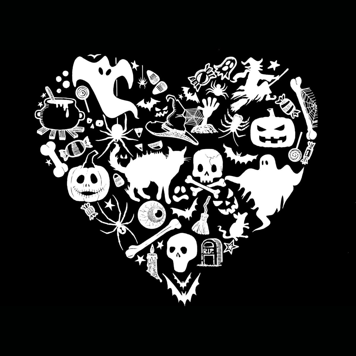 Halloween Heart - Womens Word Art T-Shirt