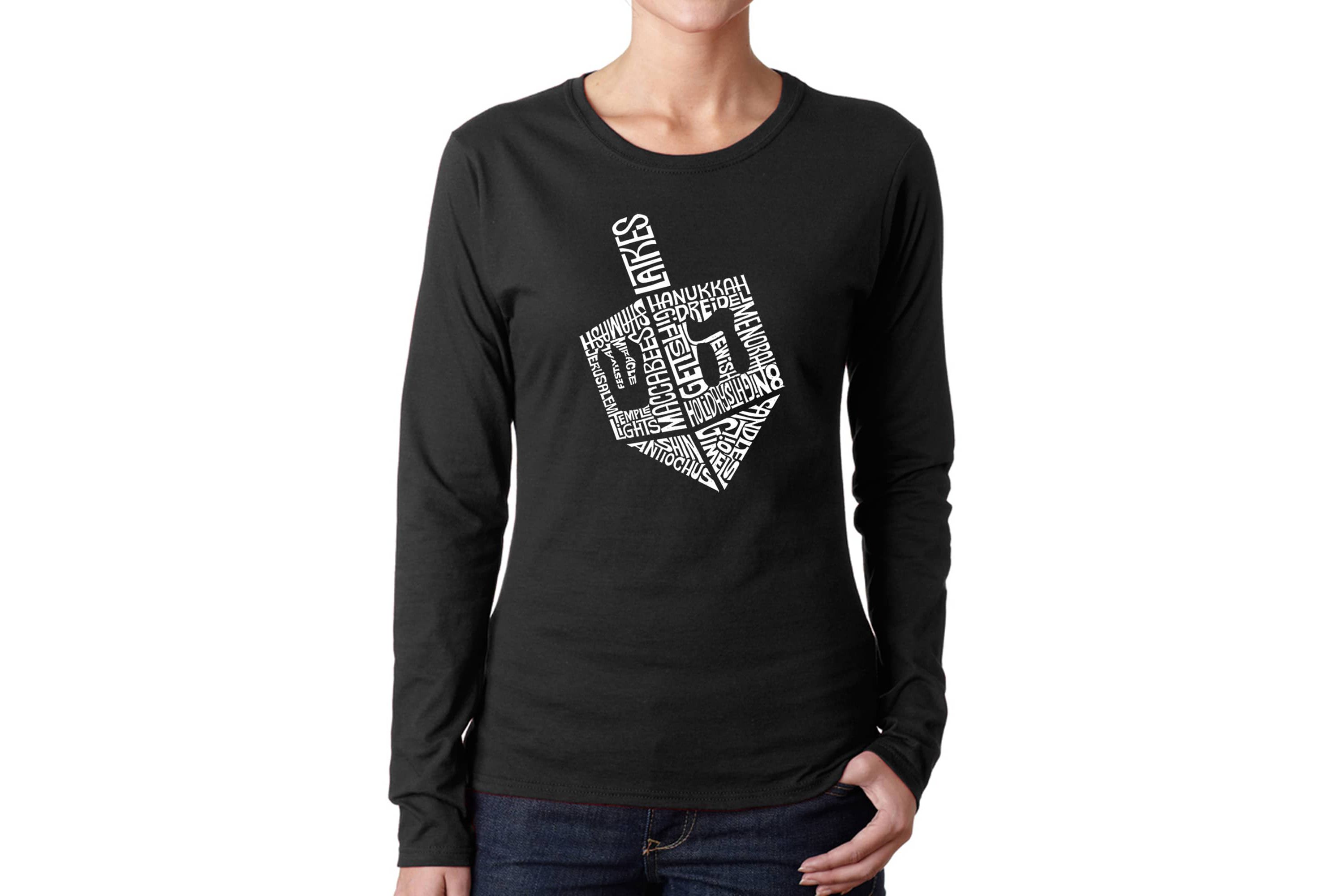 Hanukkah Dreidel - Womens Word Art Long Sleeve T-Shirt