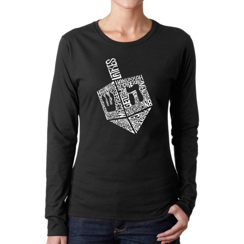 Hanukkah Dreidel - Womens Word Art Long Sleeve T-Shirt