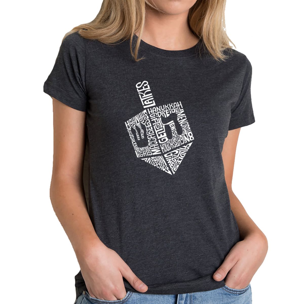 Hanukkah Dreidel - Womens Premium Blend Word Art T-Shirt
