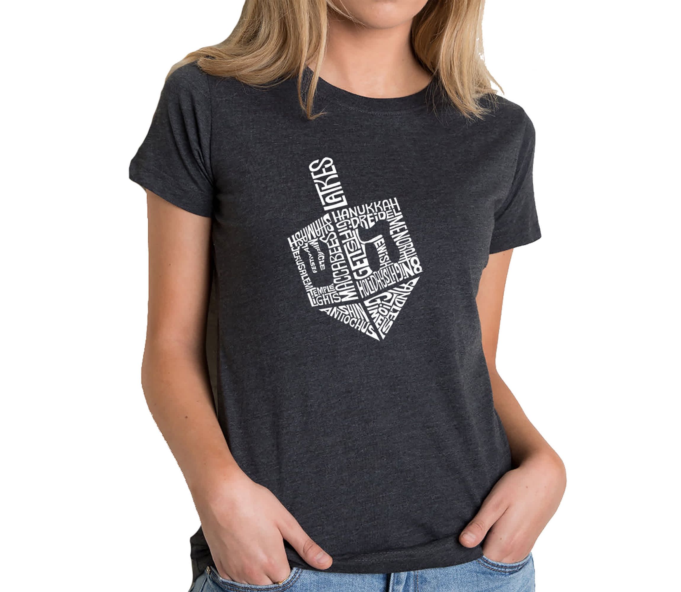 Hanukkah Dreidel - Womens Premium Blend Word Art T-Shirt