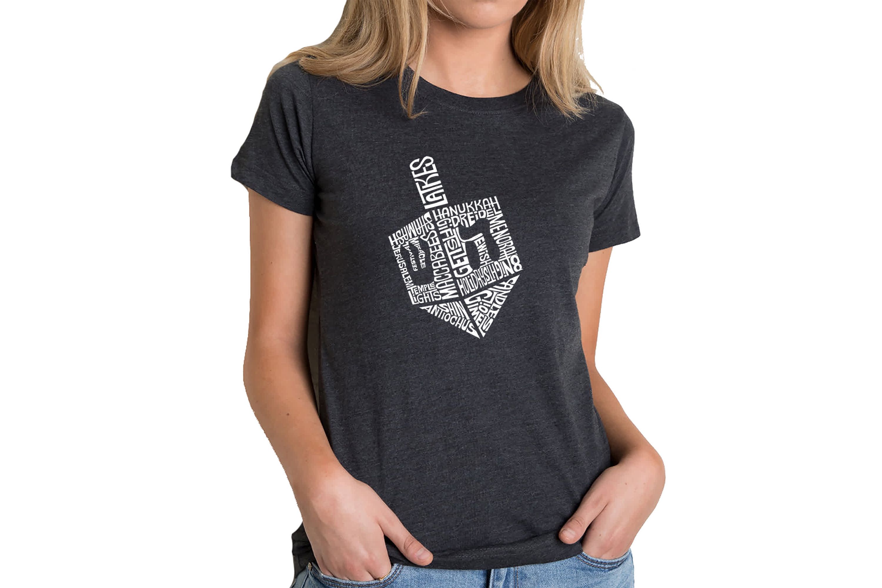 Hanukkah Dreidel - Womens Premium Blend Word Art T-Shirt