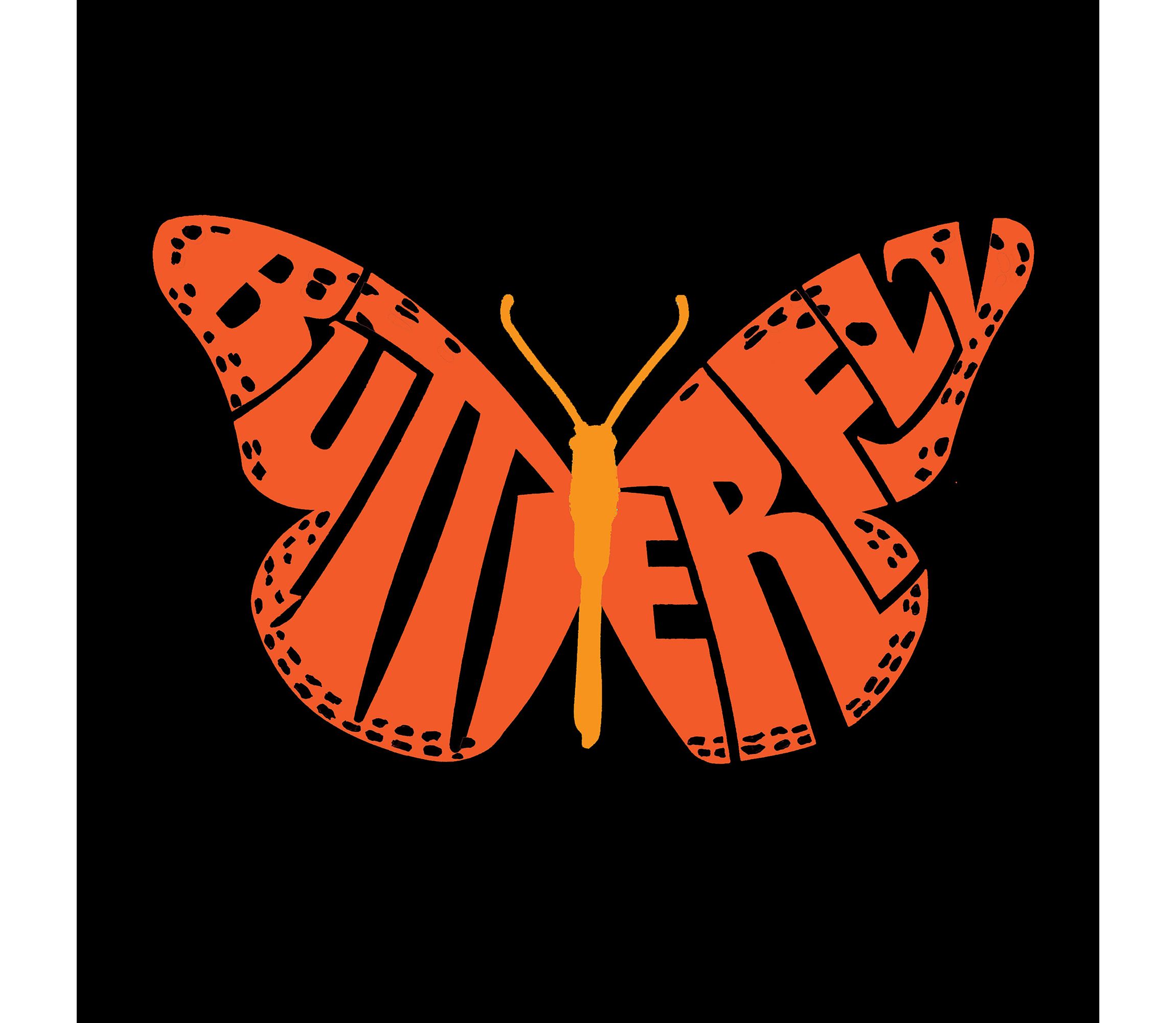 Butterfly - Womens Word Art V-Neck T-Shirt