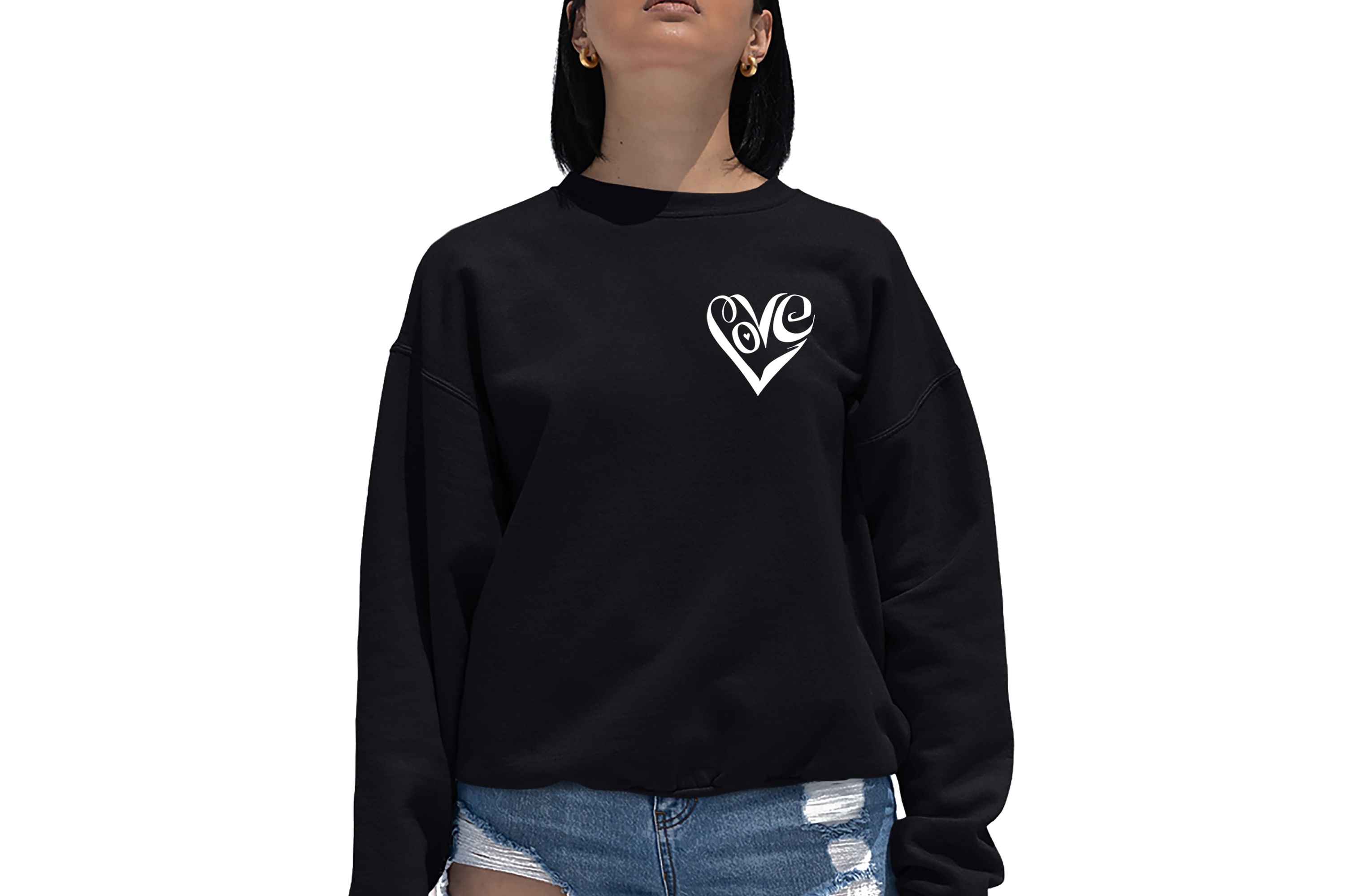 Script Heart - Womens Word Art Crewneck Sweatshirt