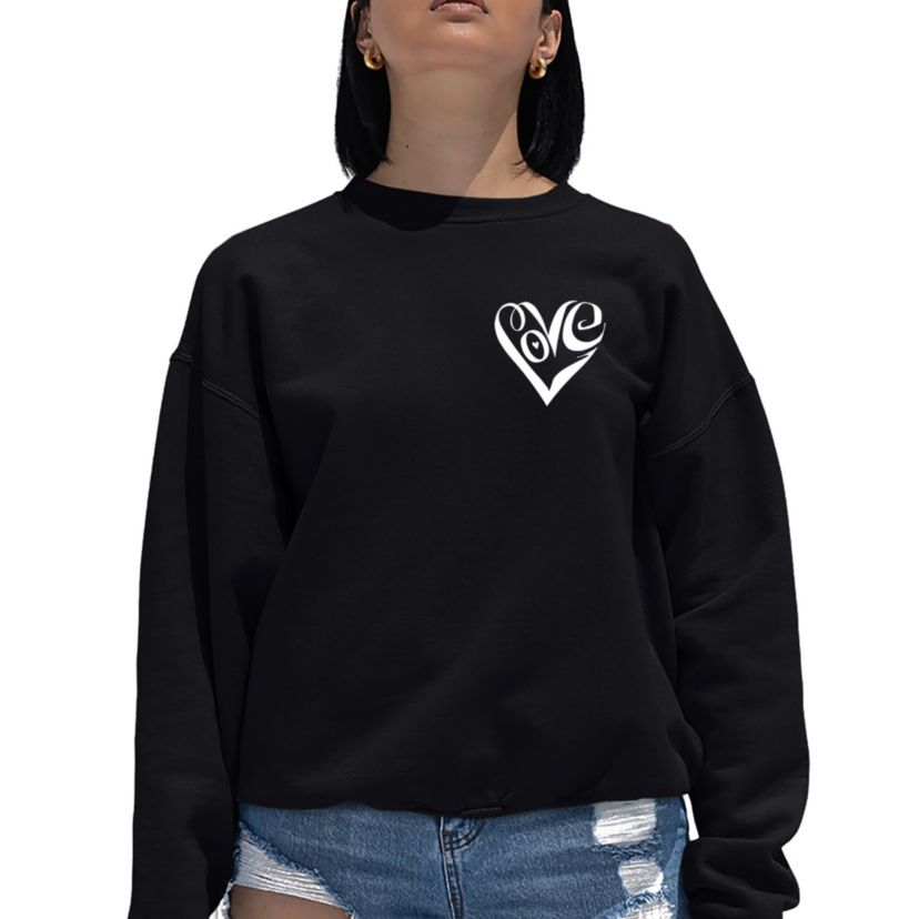 Script Heart - Womens Word Art Crewneck Sweatshirt