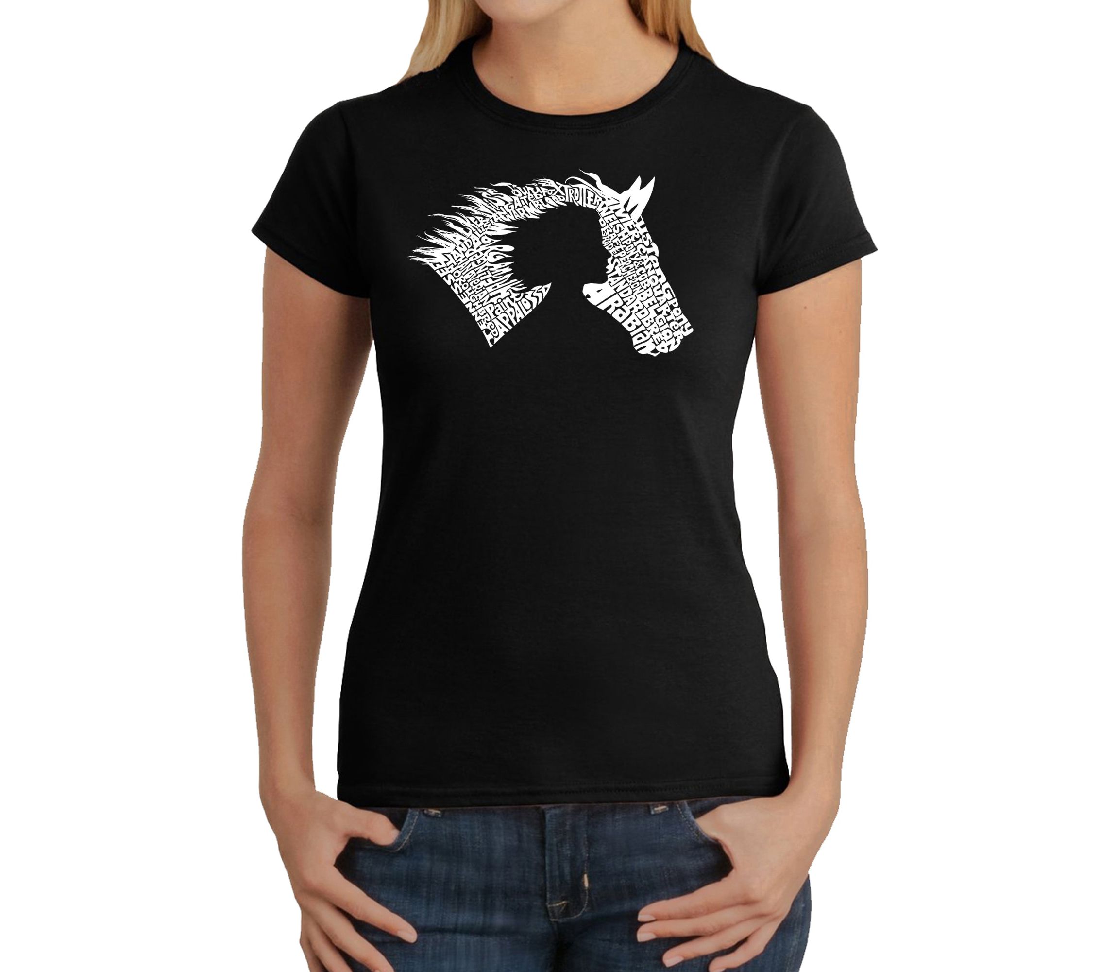 Girl Horse - Womens Word Art T-Shirt