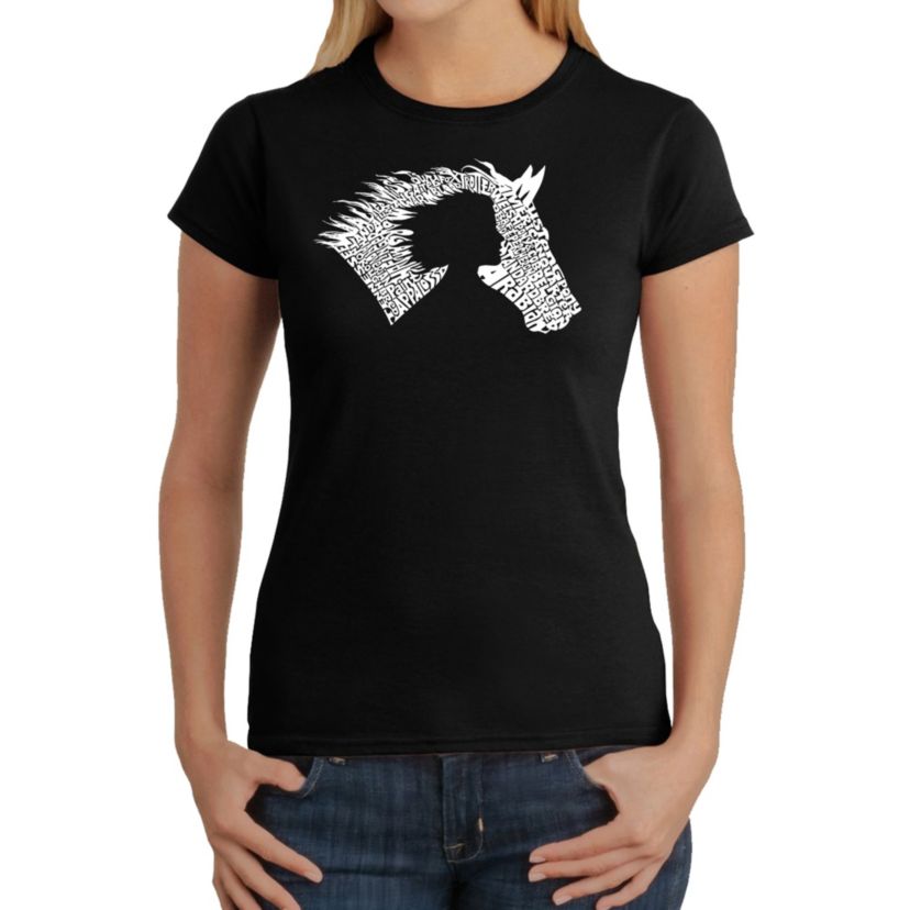Girl Horse - Womens Word Art T-Shirt