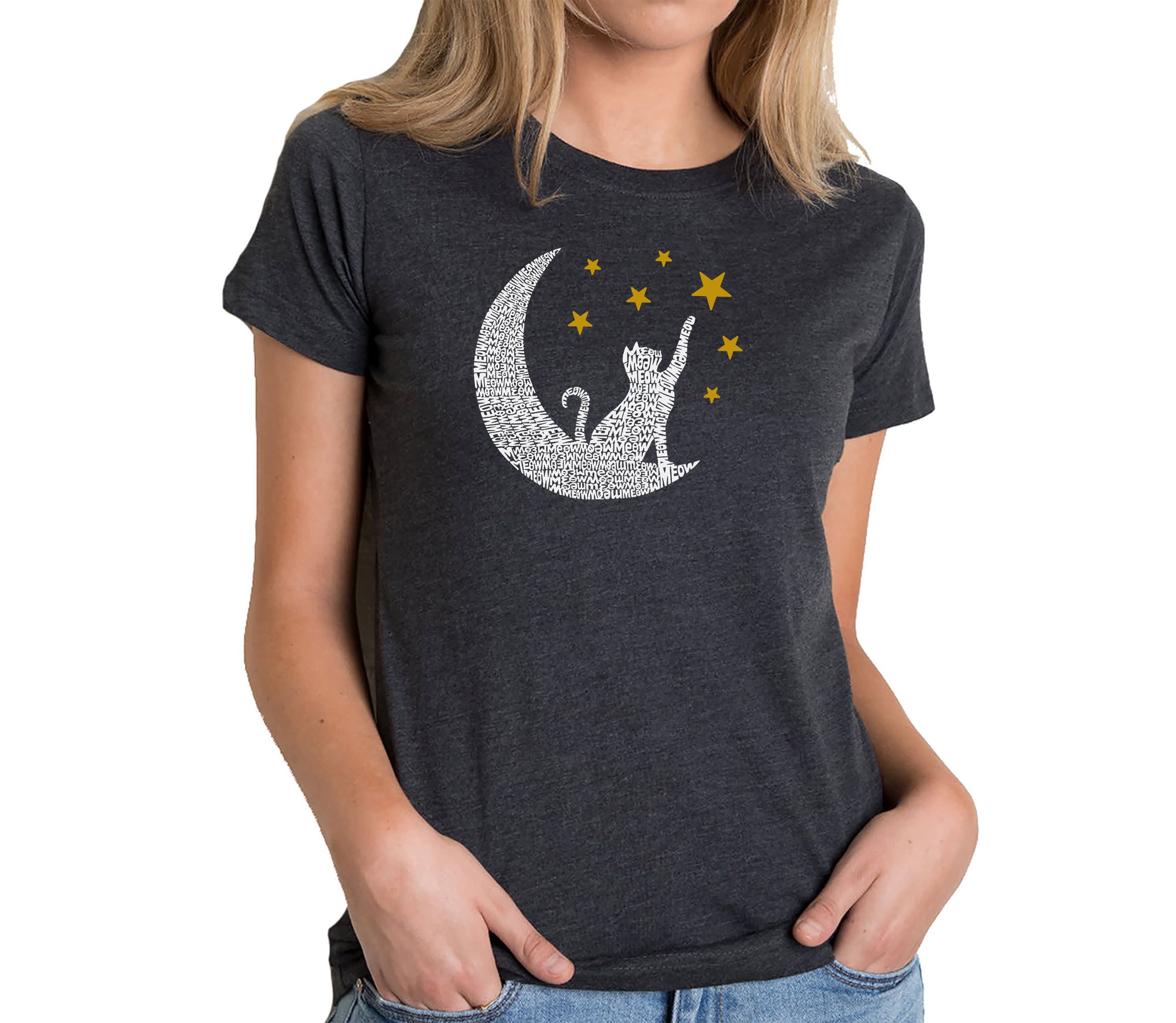 Cat Moon - Womens Premium Blend Word Art T-Shirt
