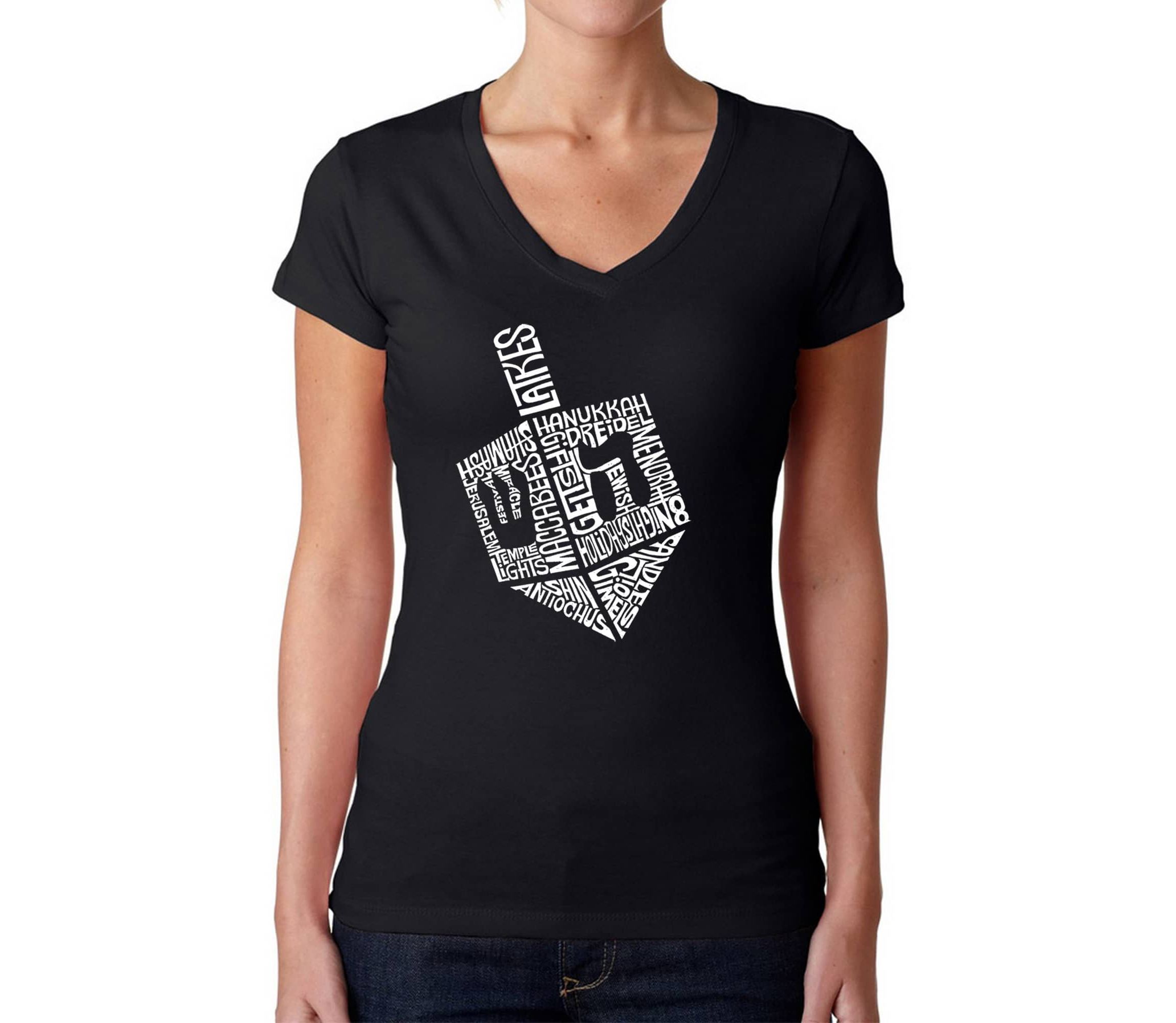 Hanukkah Dreidel - Womens Word Art V-Neck T-Shirt