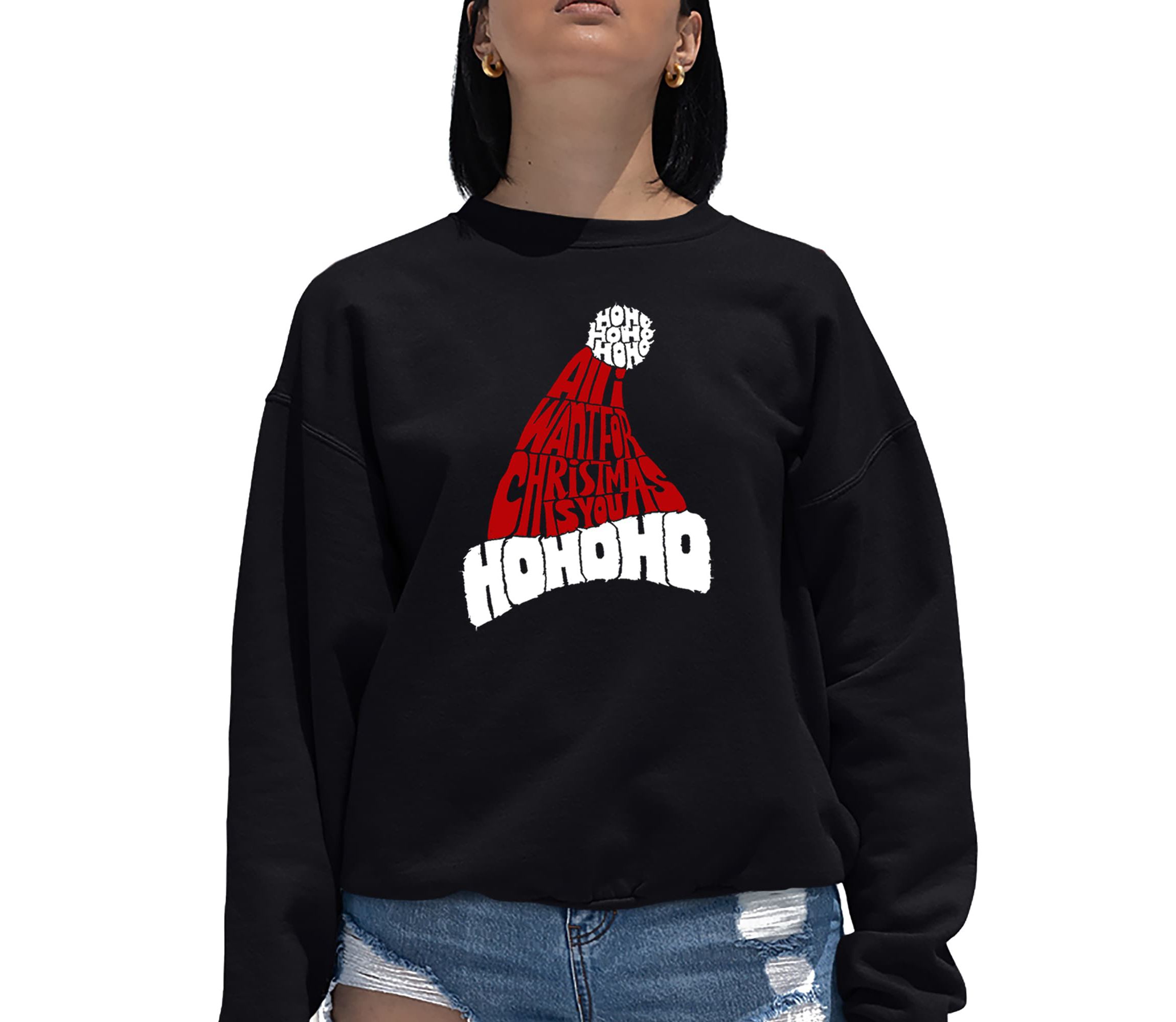 All I Want for Christmas is You - Womens Word Art Crewneck Sweatshirt