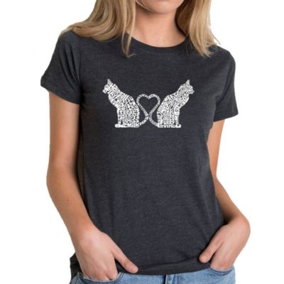 LA Pop Art Cat Tail Hearts - Women's Premium Blend Word Art T-Shirt, Black, 2XL