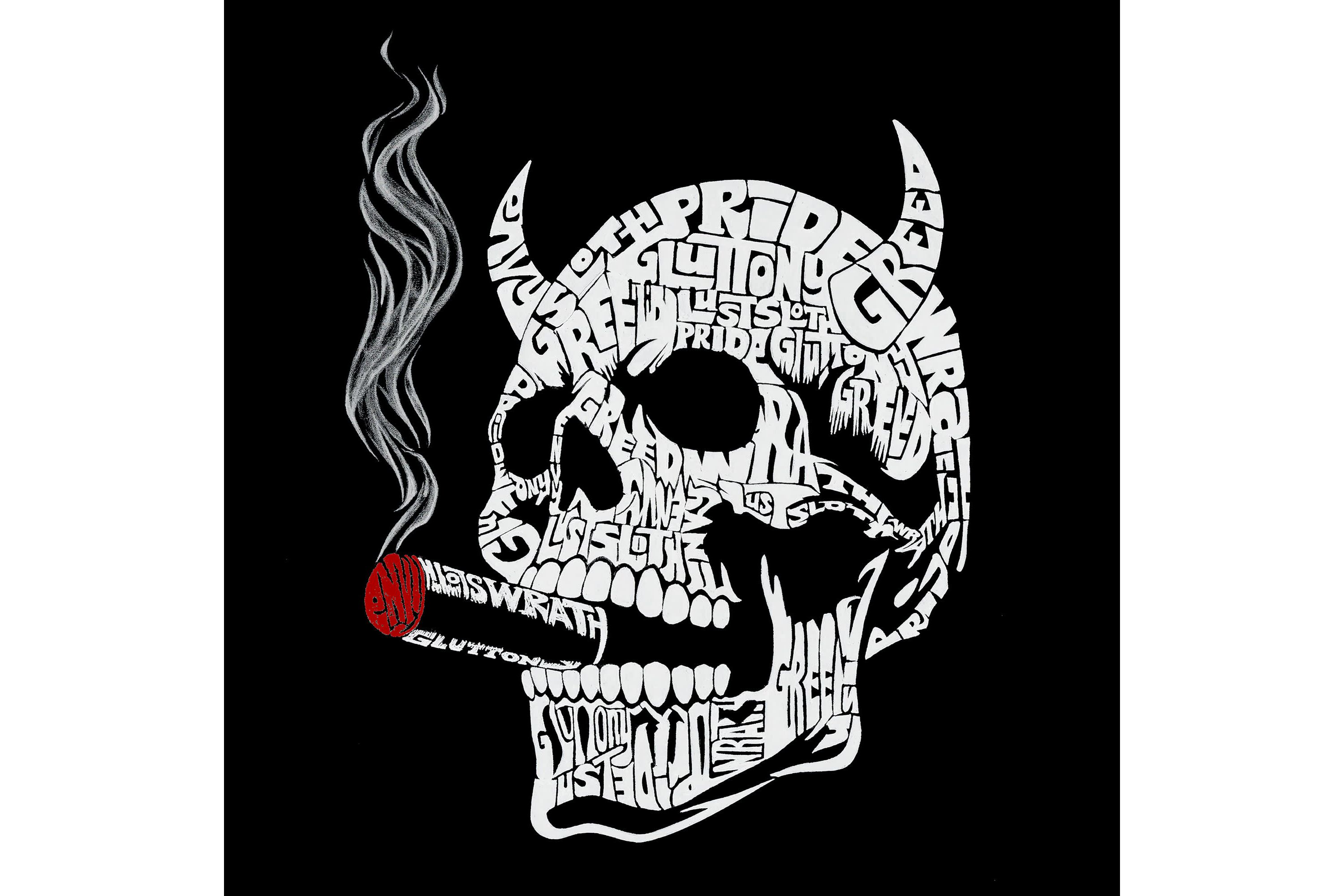 7 Deadly Sins Skull - Womens Premium Blend Word Art T-Shirt