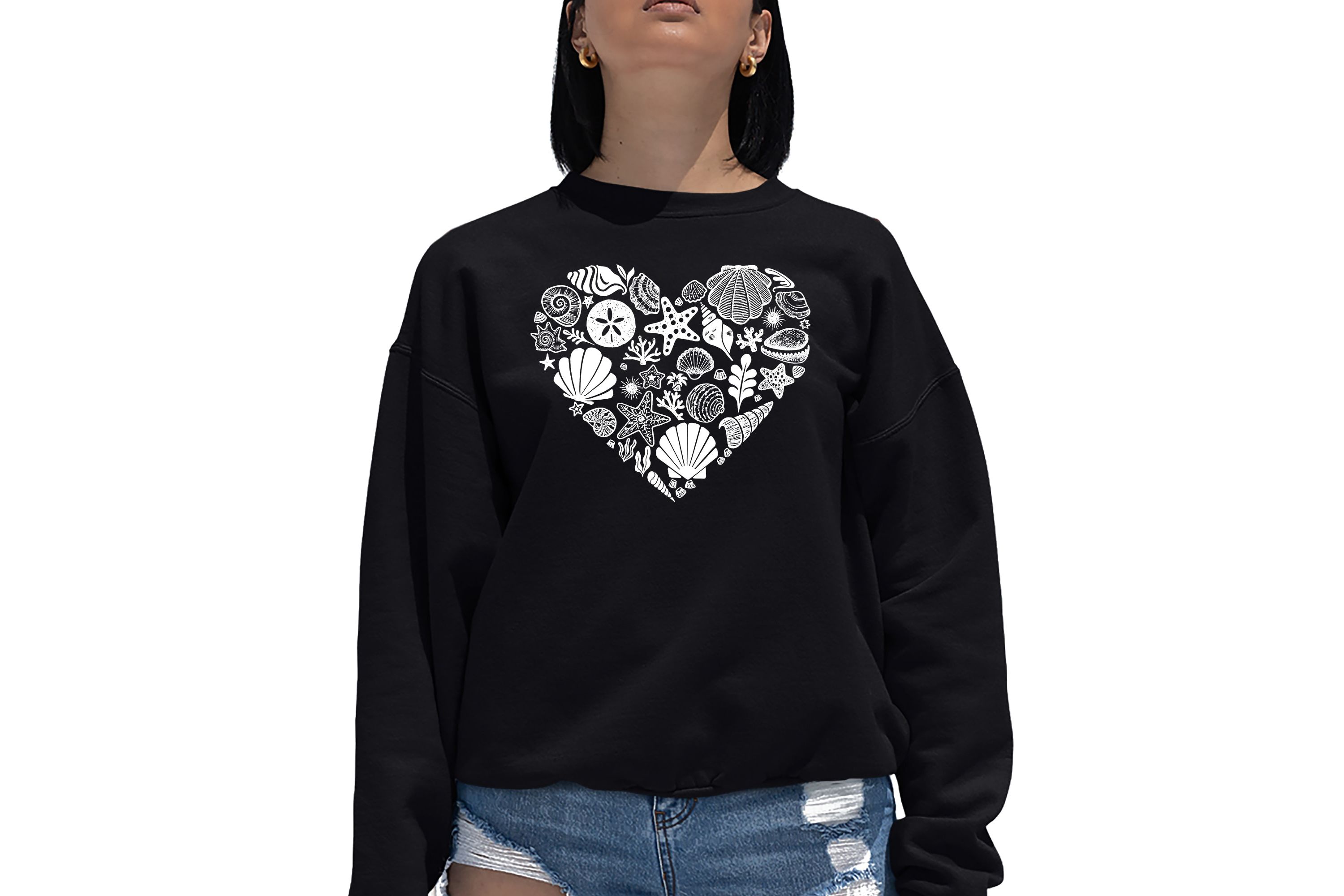Sea Shells - Womens Word Art Crewneck Sweatshirt