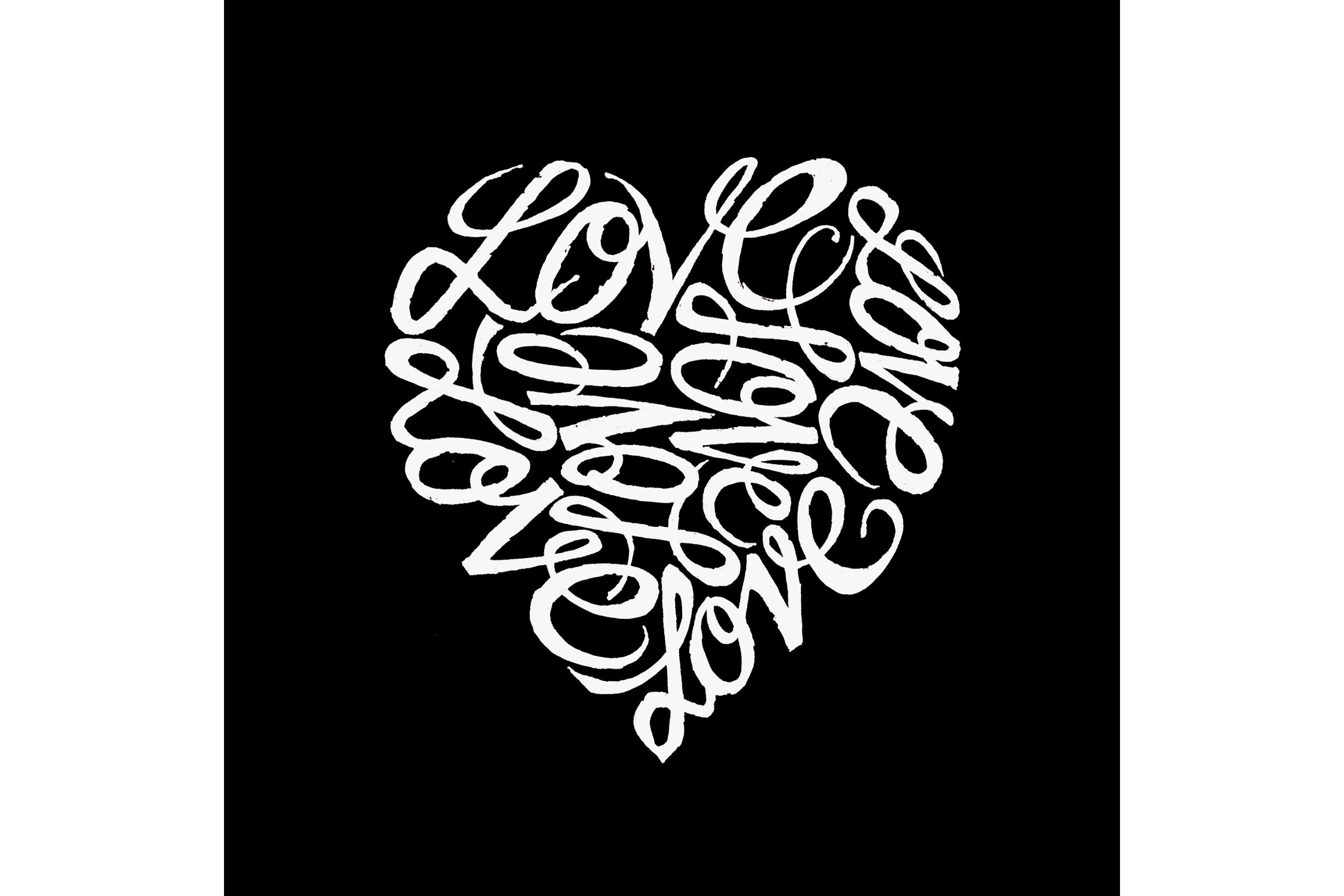 Cursive Heart - Womens Word Art Long Sleeve T-Shirt