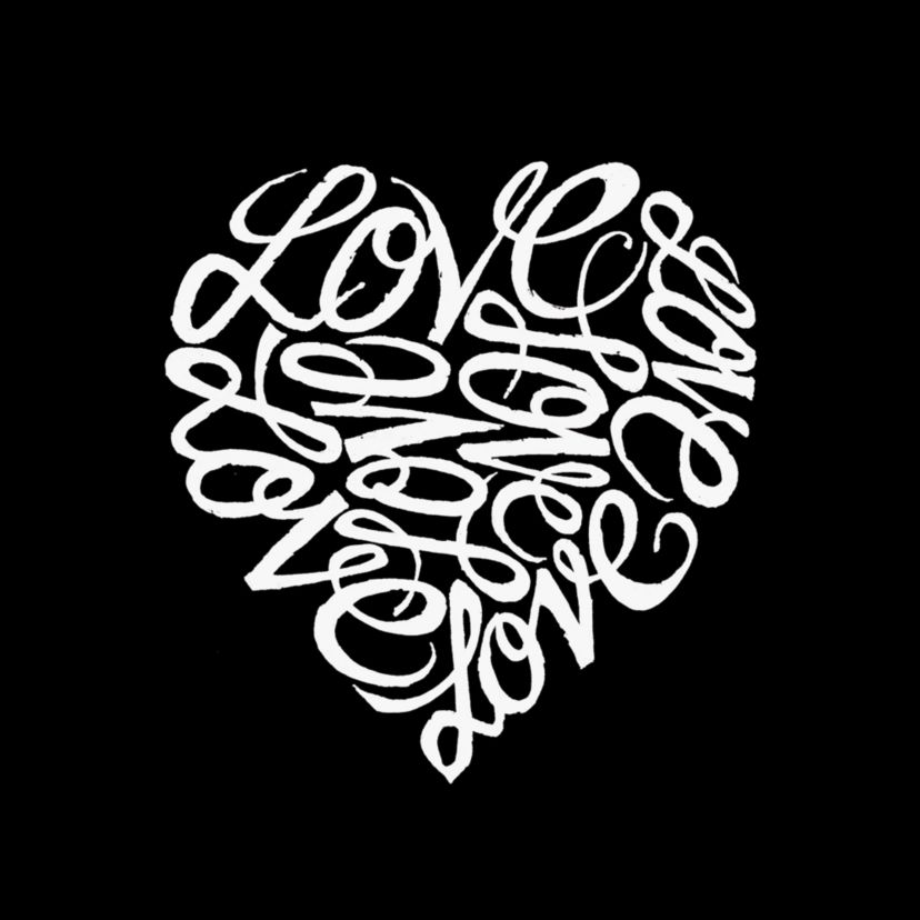 Cursive Heart - Womens Word Art Long Sleeve T-Shirt