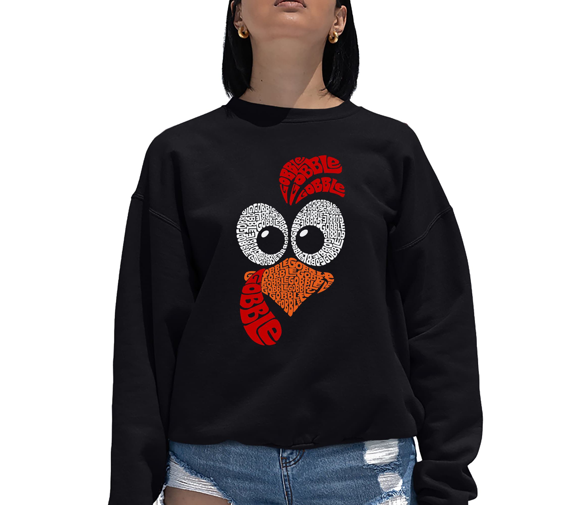 Turkey Face - Womens Word Art Crewneck Sweatshirt