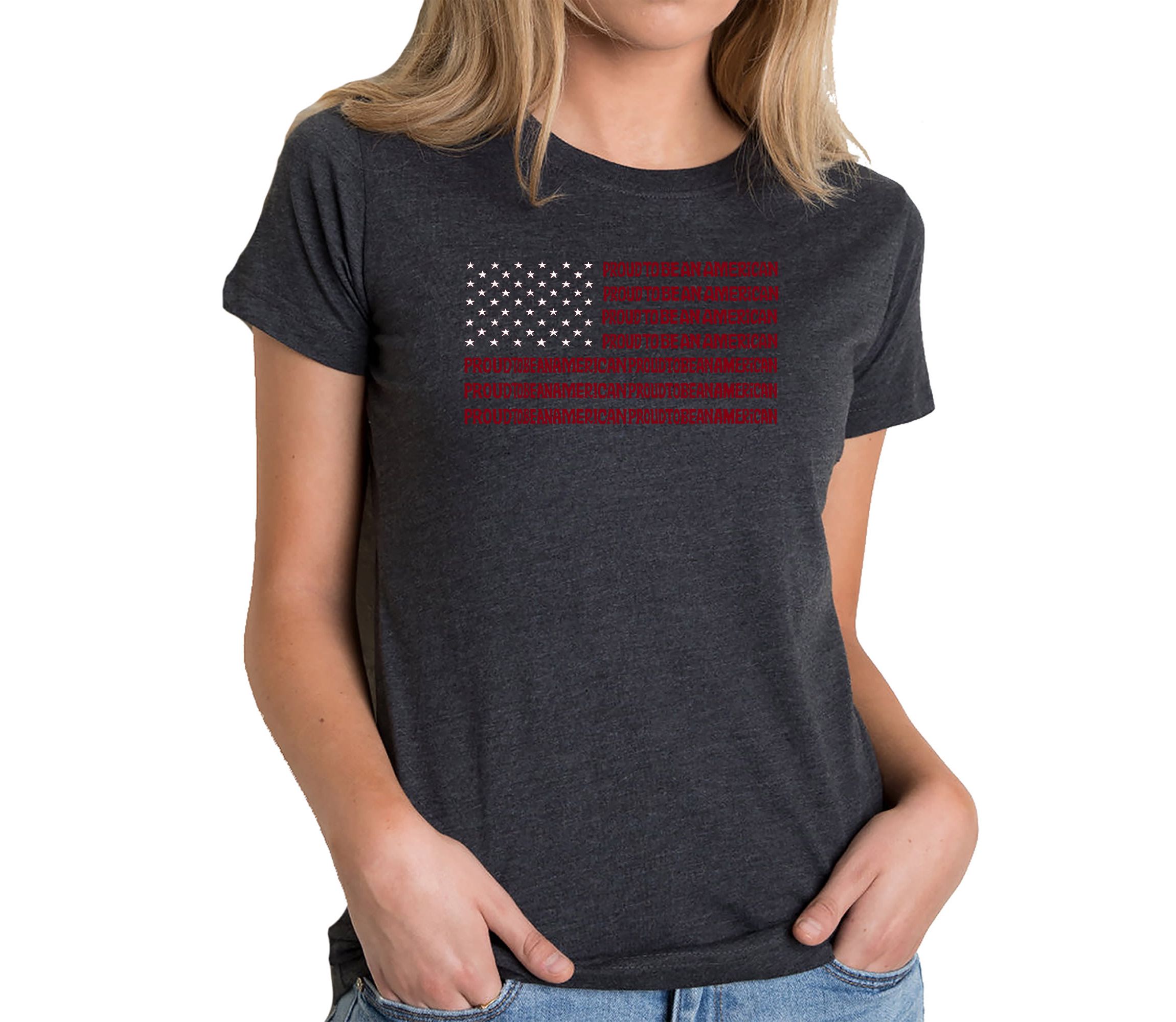 Proud To Be An American - Womens Premium Blend Word Art T-Shirt