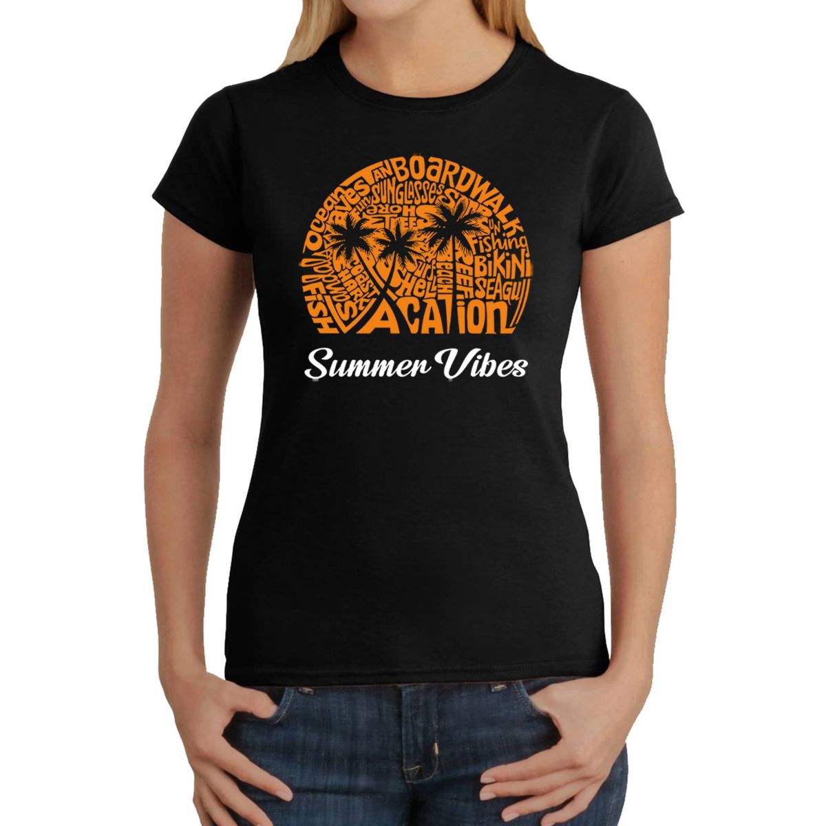 Summer Vibes - Womens Word Art T-Shirt