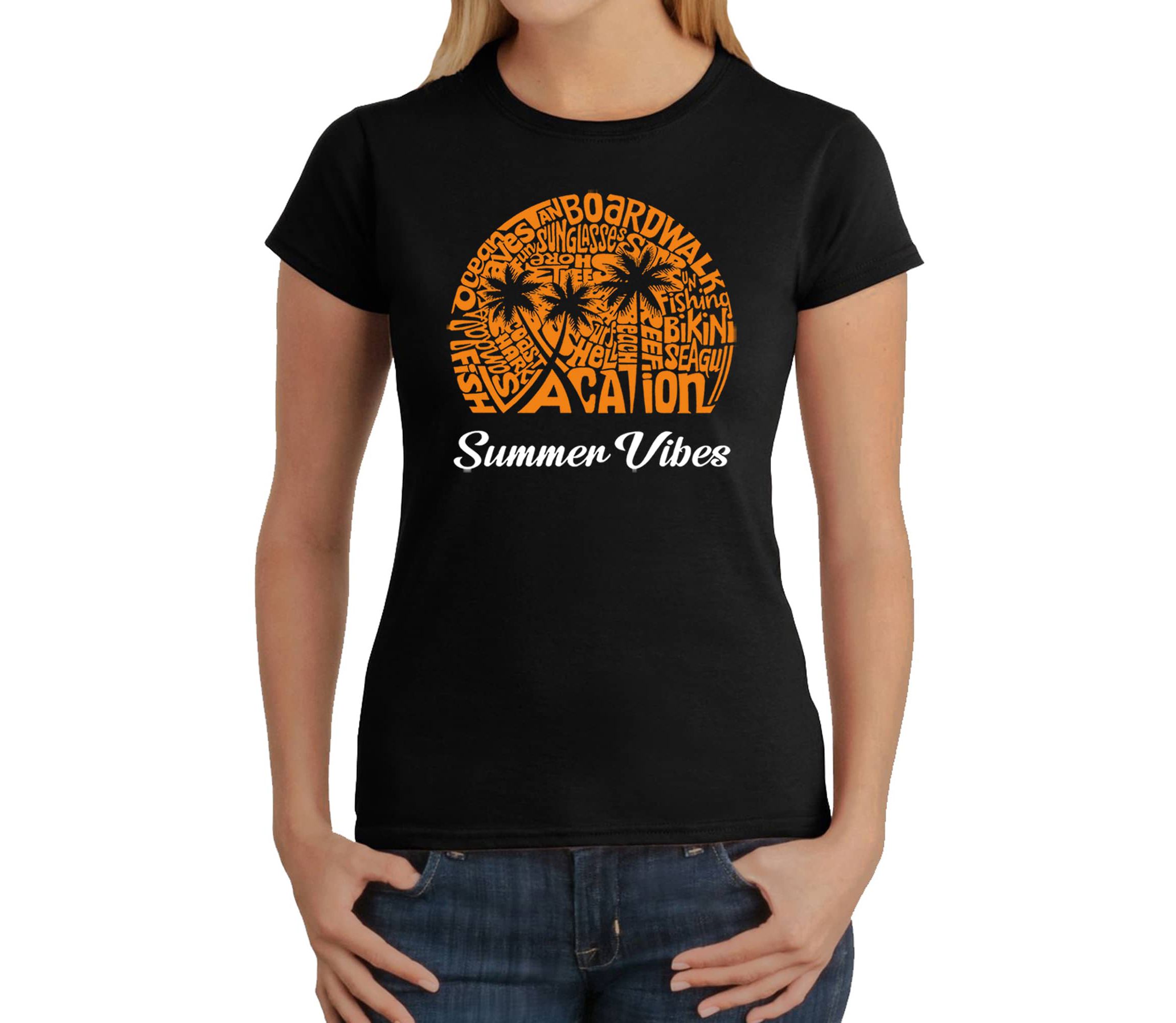 Summer Vibes - Womens Word Art T-Shirt