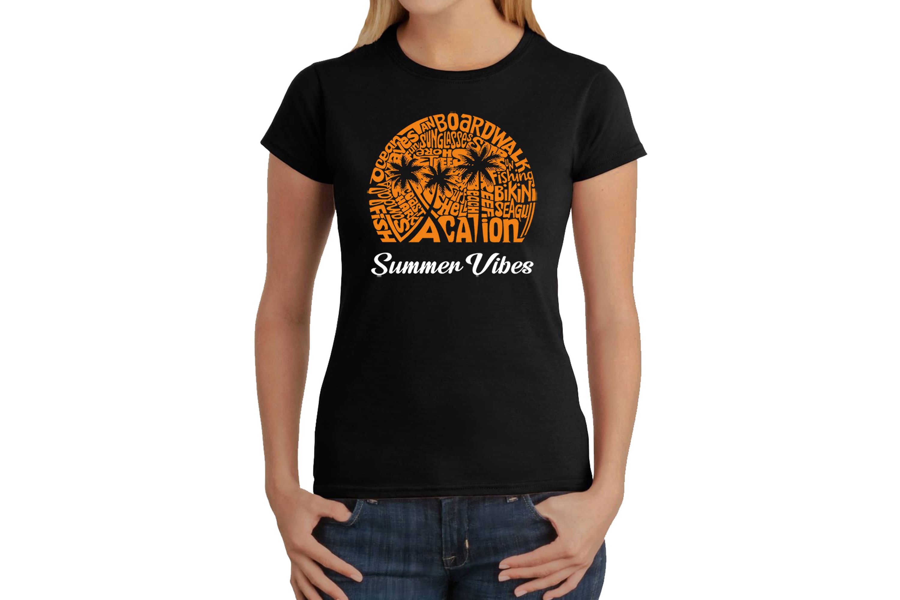 Summer Vibes - Womens Word Art T-Shirt