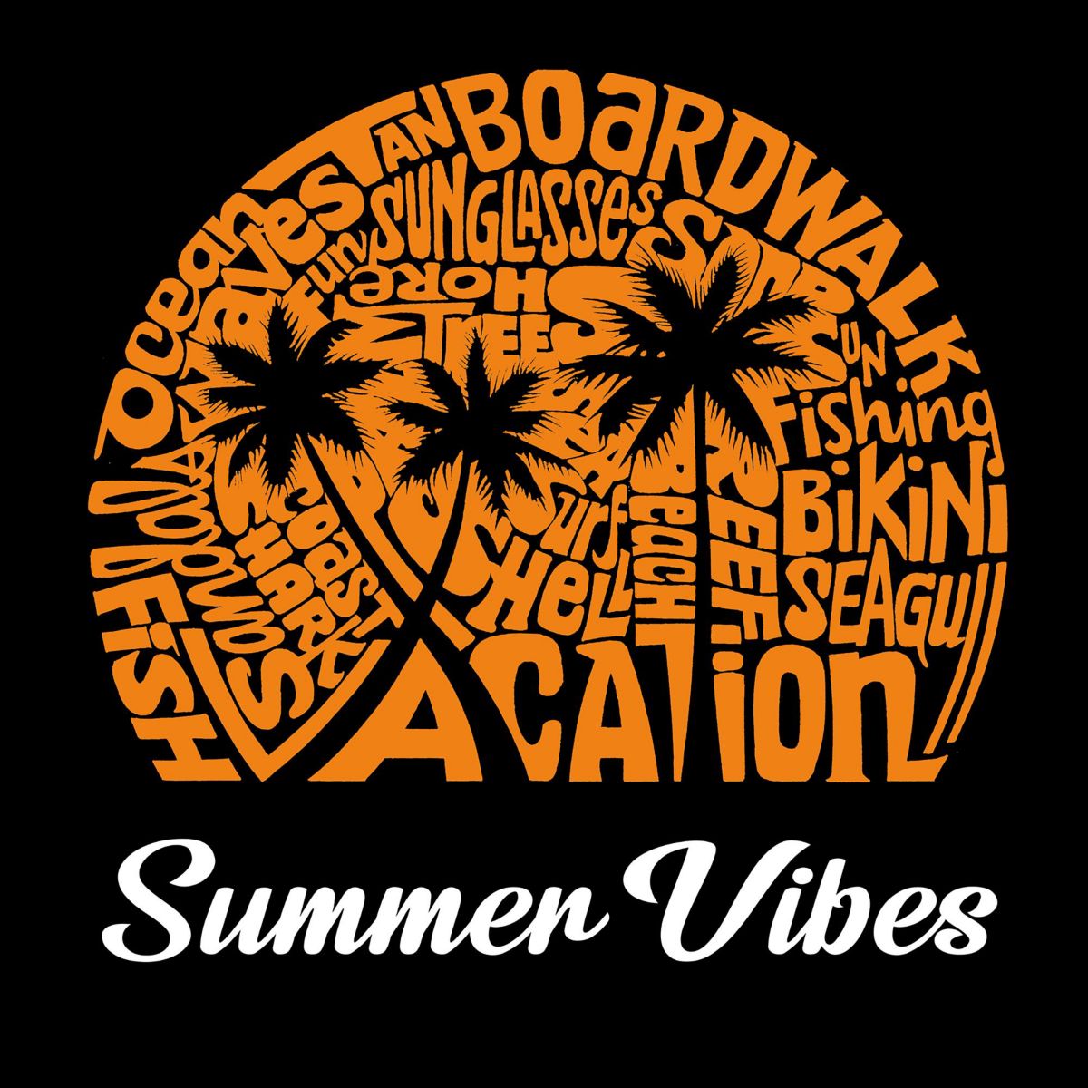 Summer Vibes - Womens Word Art T-Shirt