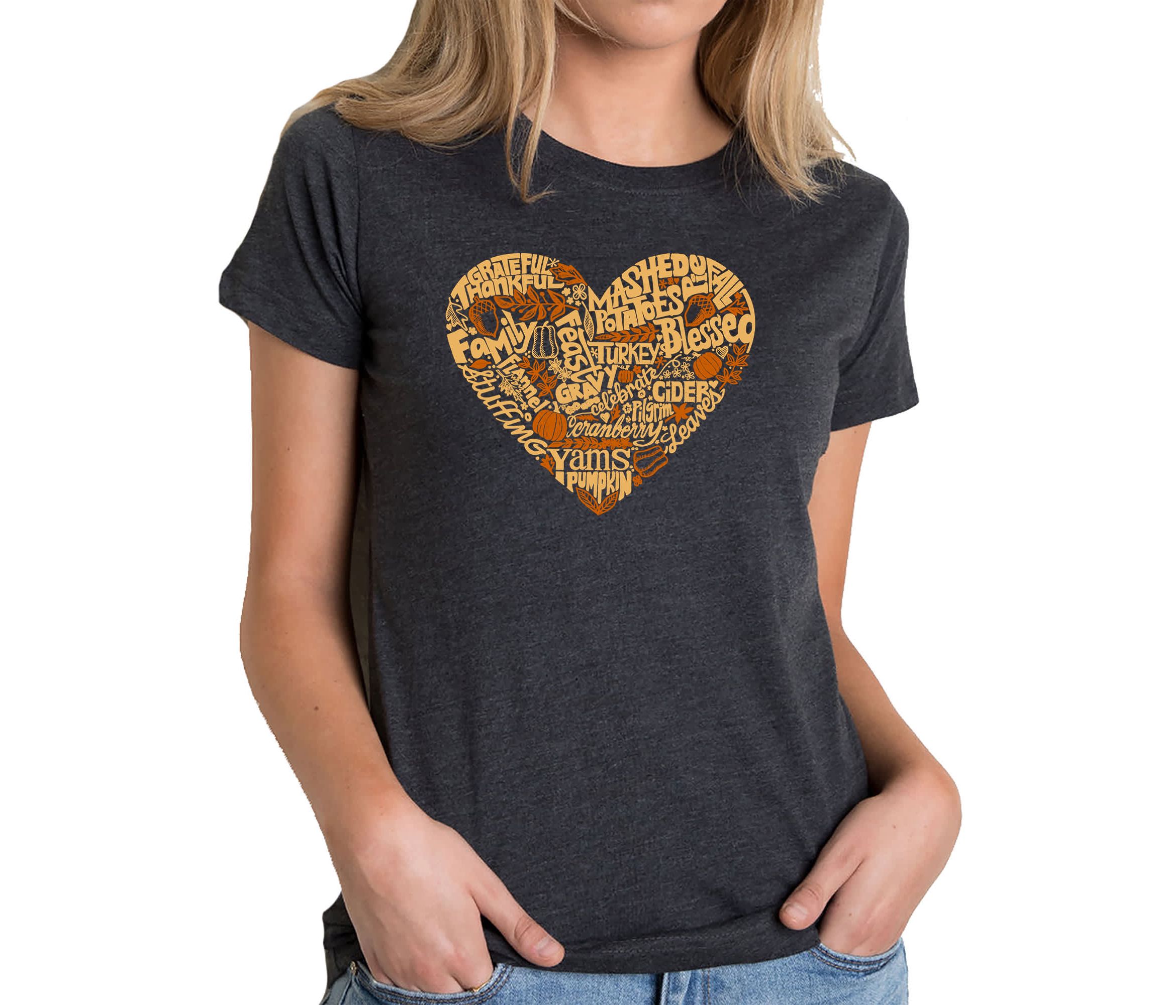 Thanksgiving Heart - Womens Premium Blend Word Art T-Shirt