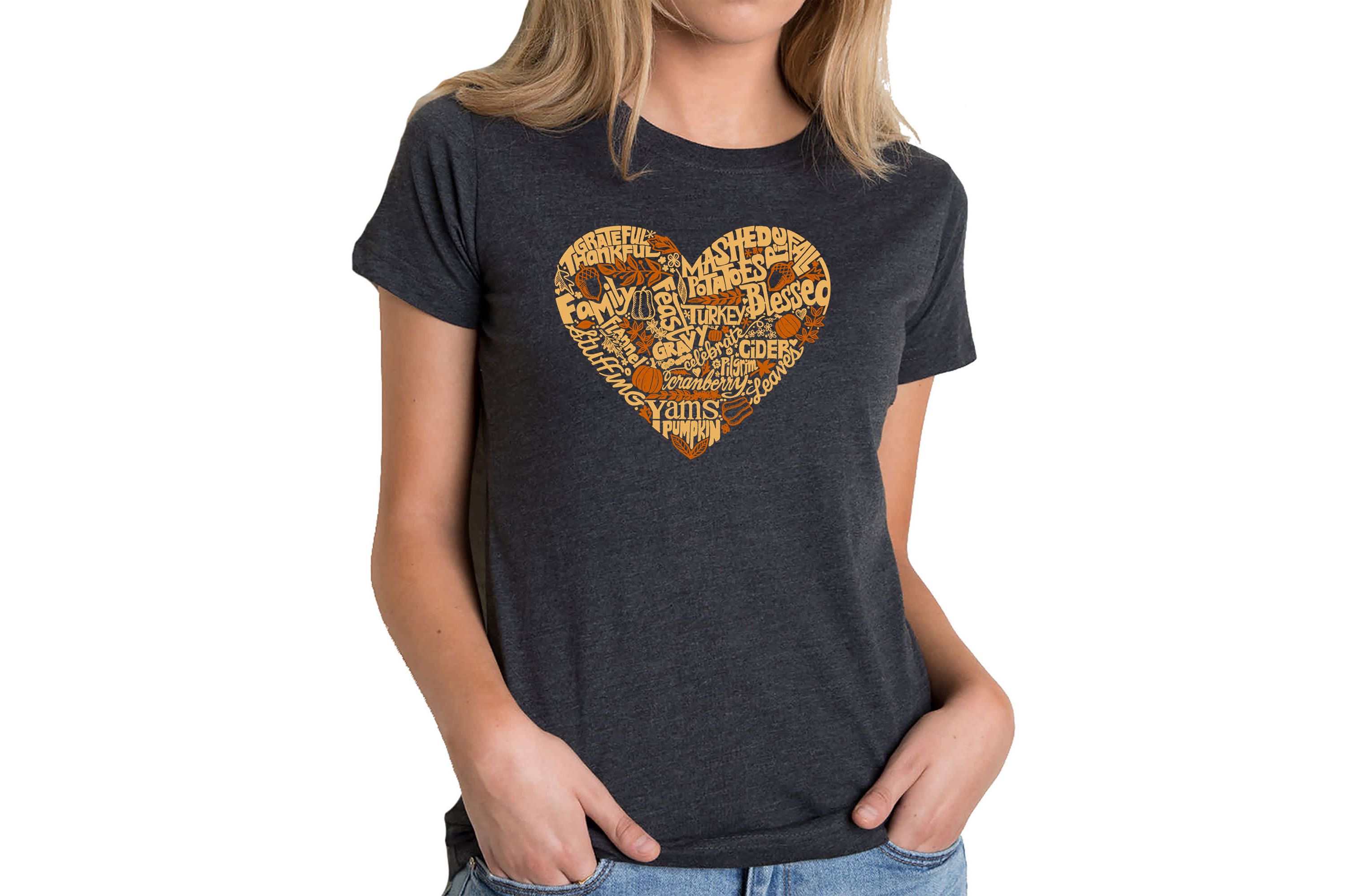 Thanksgiving Heart - Womens Premium Blend Word Art T-Shirt