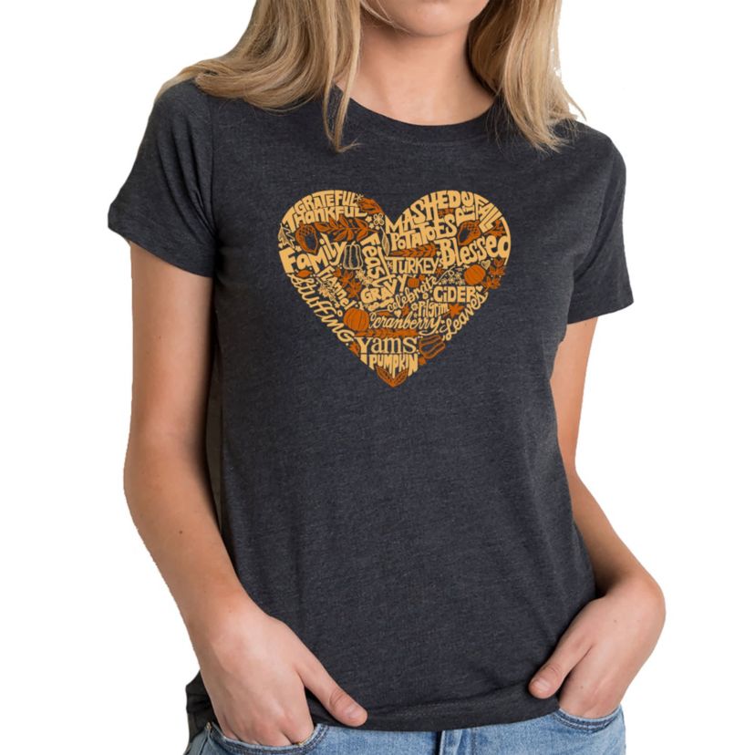Thanksgiving Heart - Womens Premium Blend Word Art T-Shirt