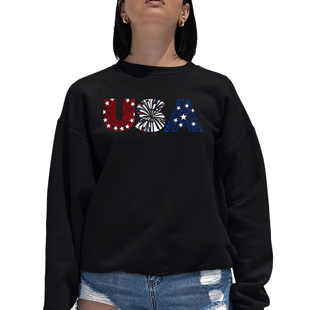 USA Fireworks - Womens Word Art Crewneck Sweatshirt