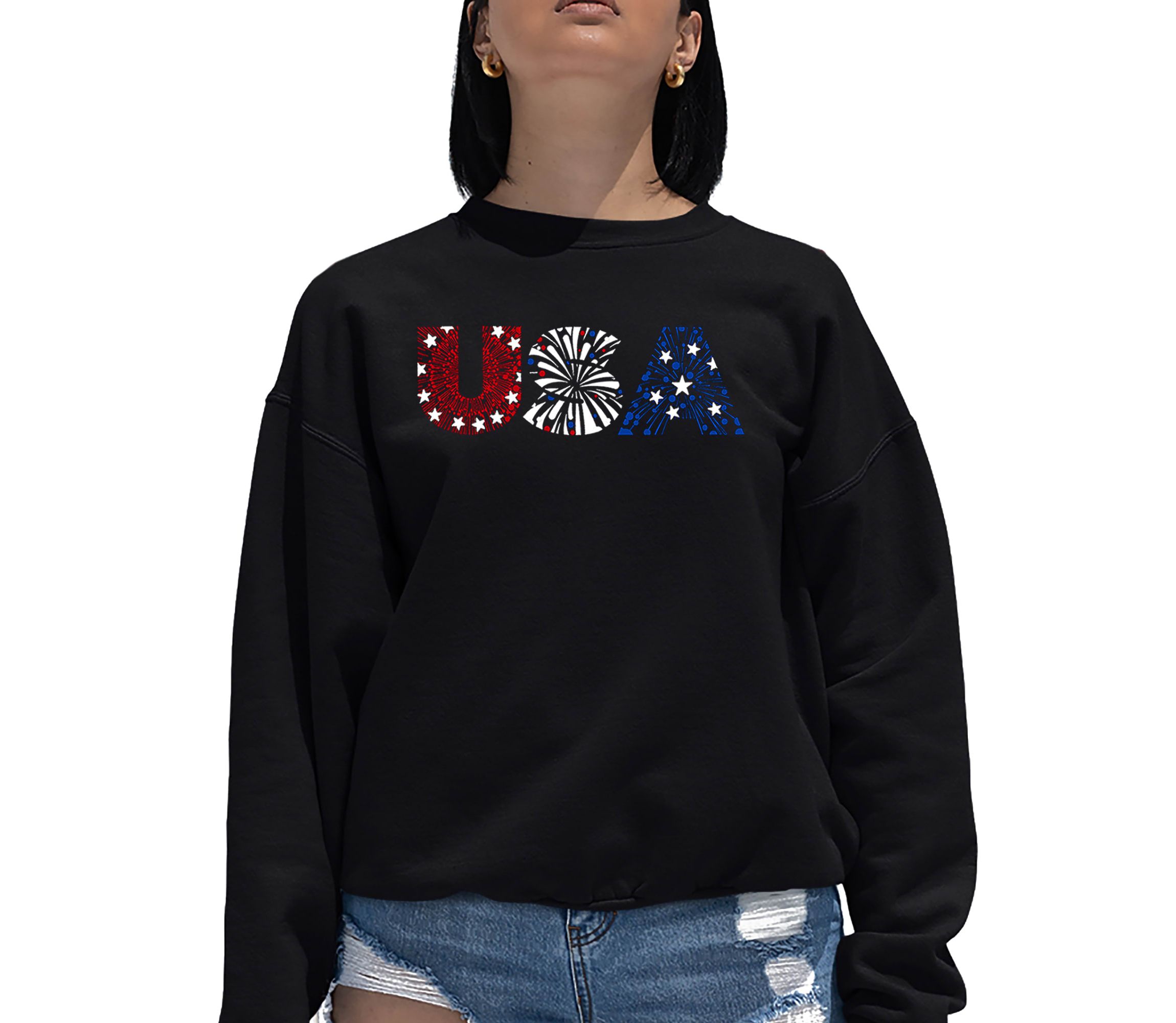 USA Fireworks - Womens Word Art Crewneck Sweatshirt