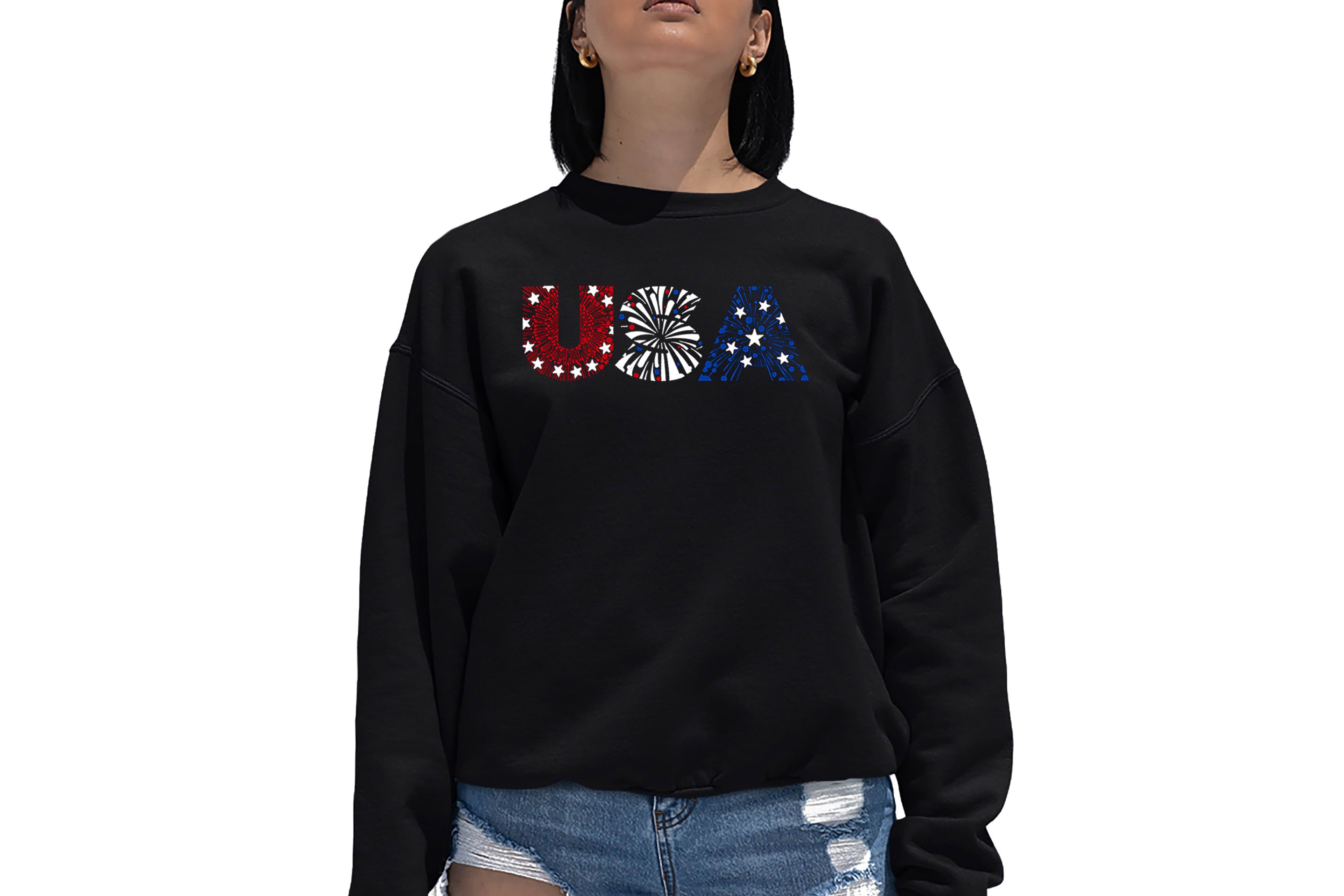 USA Fireworks - Womens Word Art Crewneck Sweatshirt