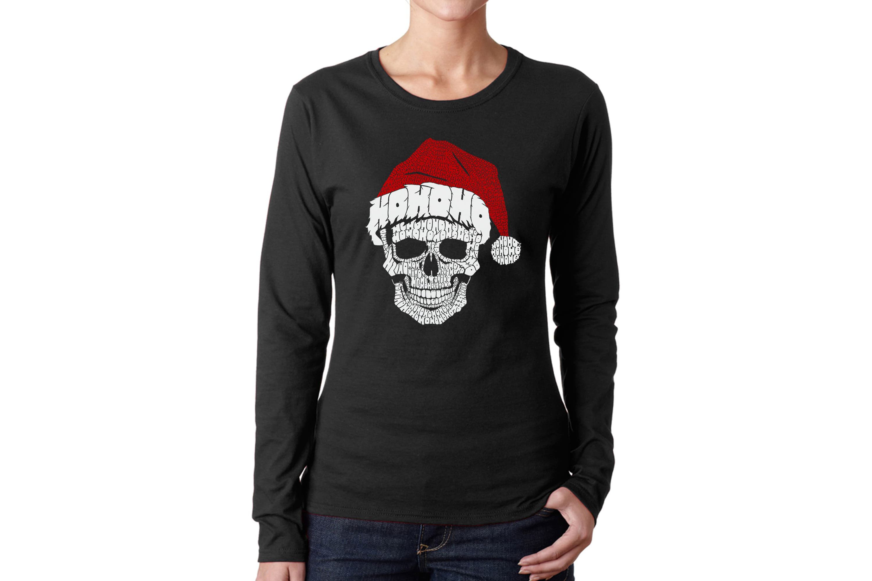 Santa Skull - Womens Word Art Long Sleeve T-Shirt