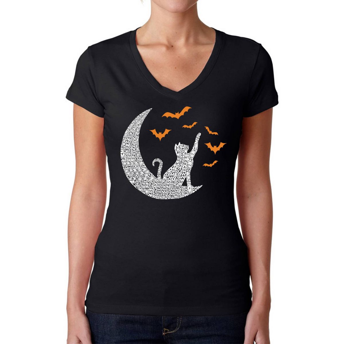 Lunar Bats - Womens Word Art V-Neck T-Shirt