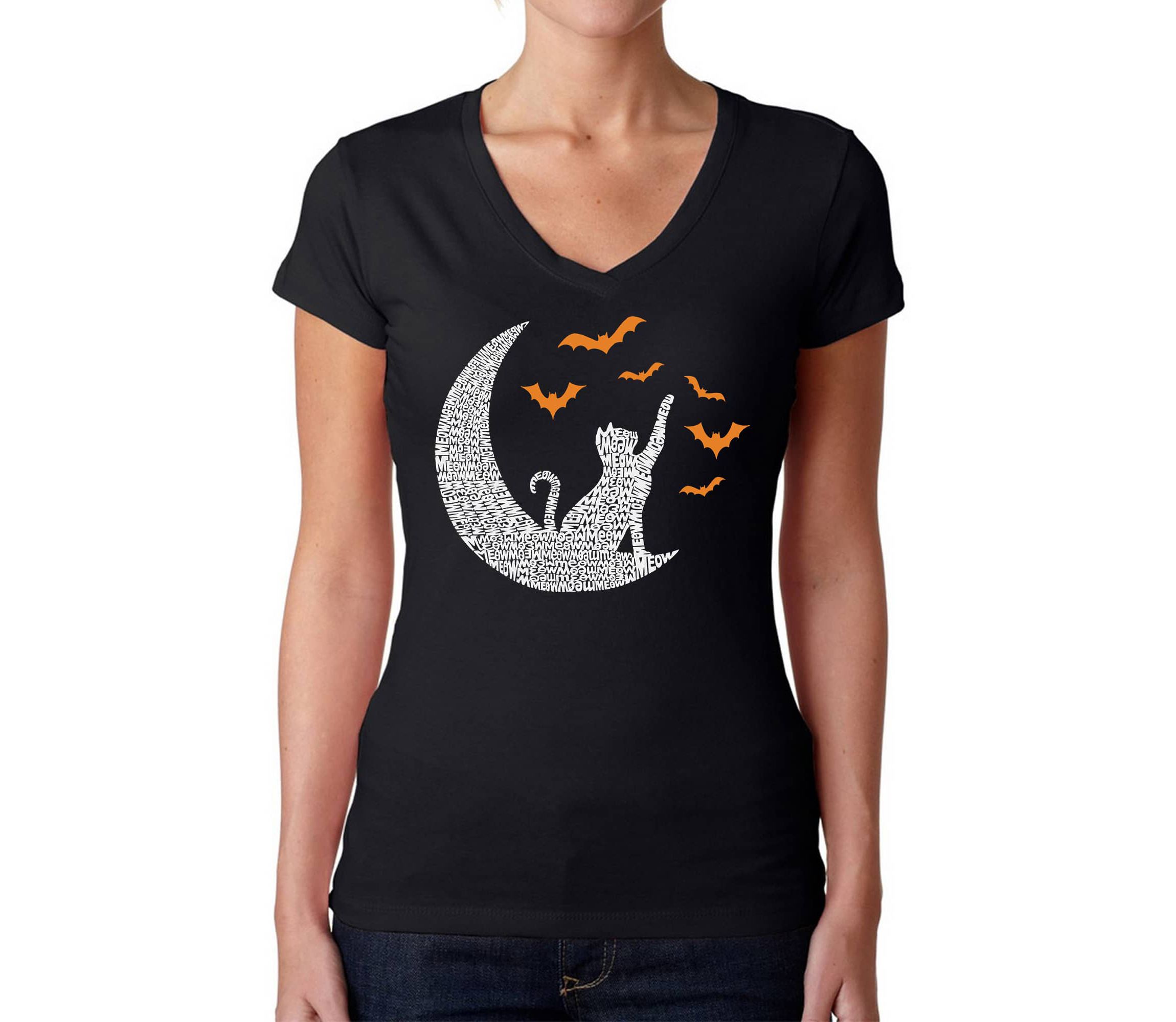Lunar Bats - Womens Word Art V-Neck T-Shirt