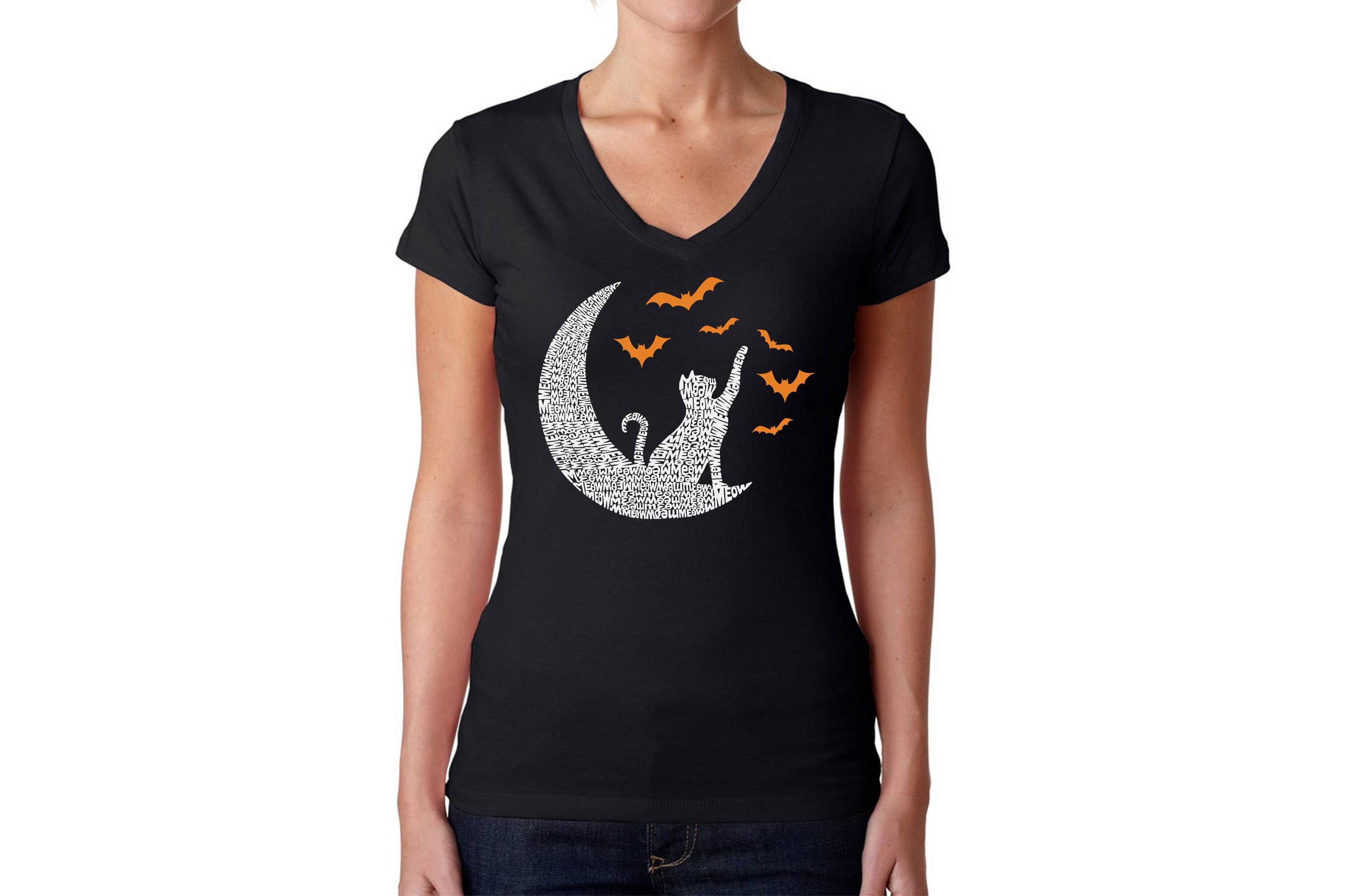 Lunar Bats - Womens Word Art V-Neck T-Shirt