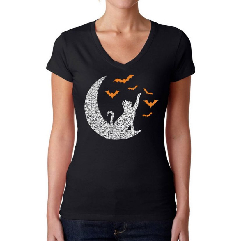 Lunar Bats - Womens Word Art V-Neck T-Shirt