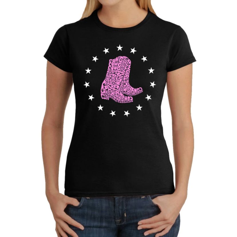 Cowgirl Boots - Womens Word Art T-Shirt