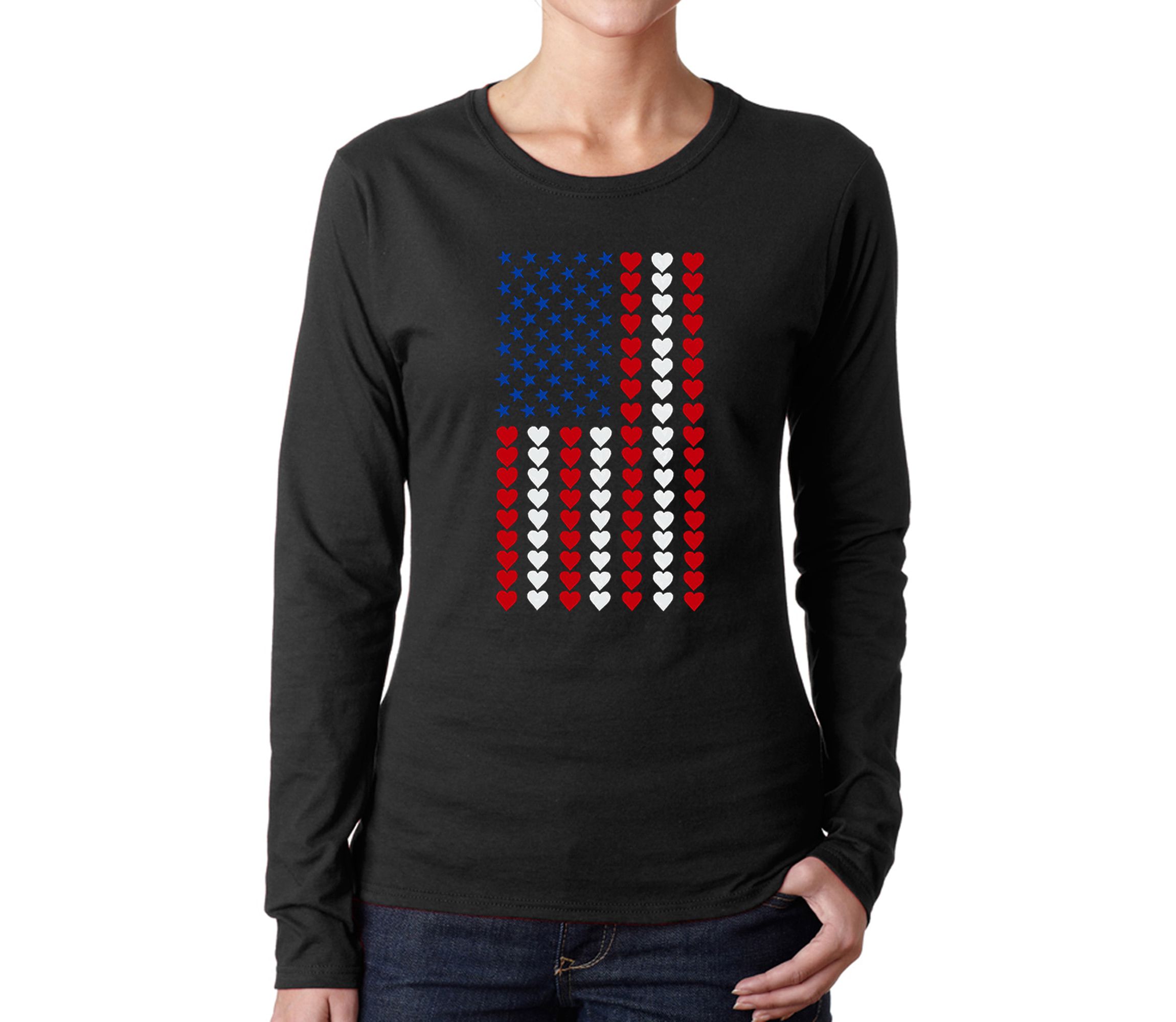 Heart Flag - Womens Word Art Long Sleeve T-Shirt