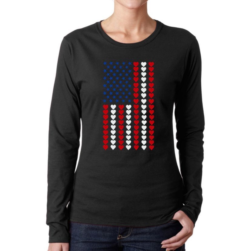 Heart Flag - Womens Word Art Long Sleeve T-Shirt