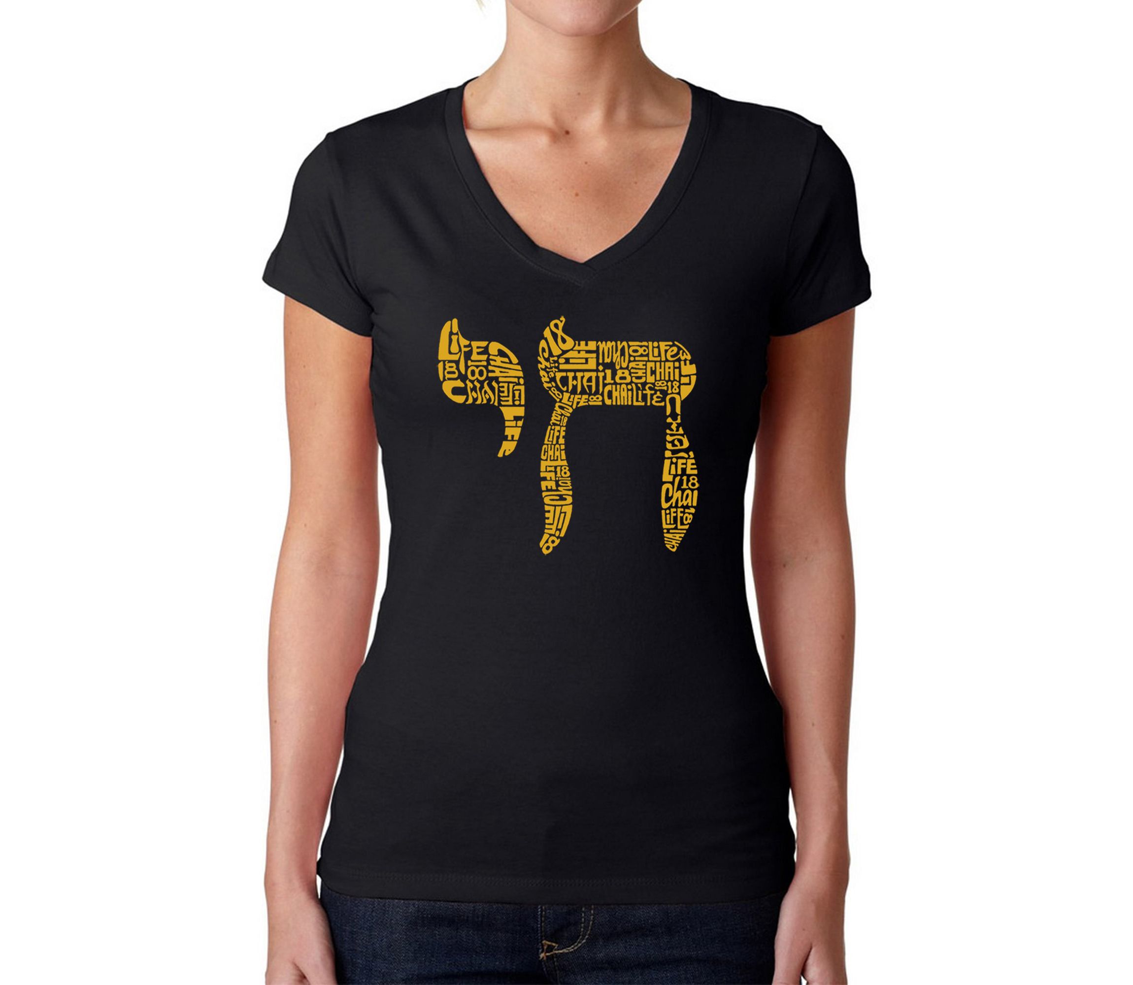 Chai - Womens Word Art V-Neck T-Shirt