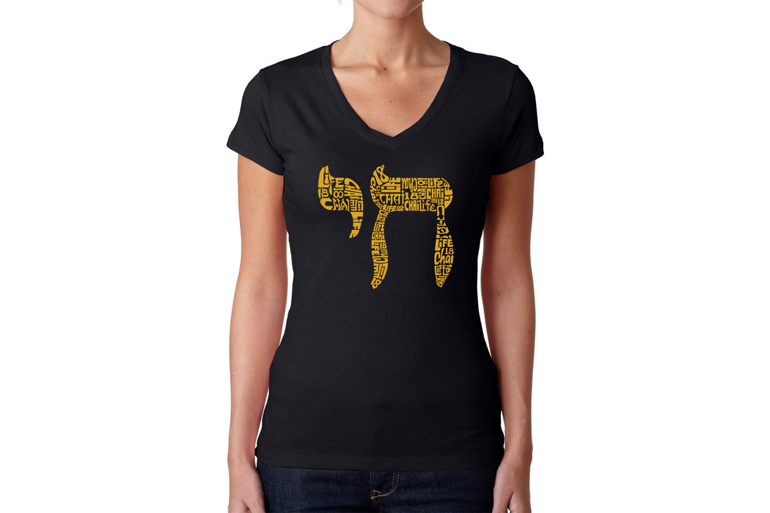 Chai - Womens Word Art V-Neck T-Shirt