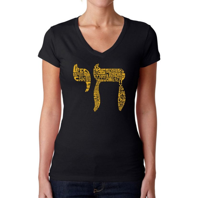 Chai - Womens Word Art V-Neck T-Shirt