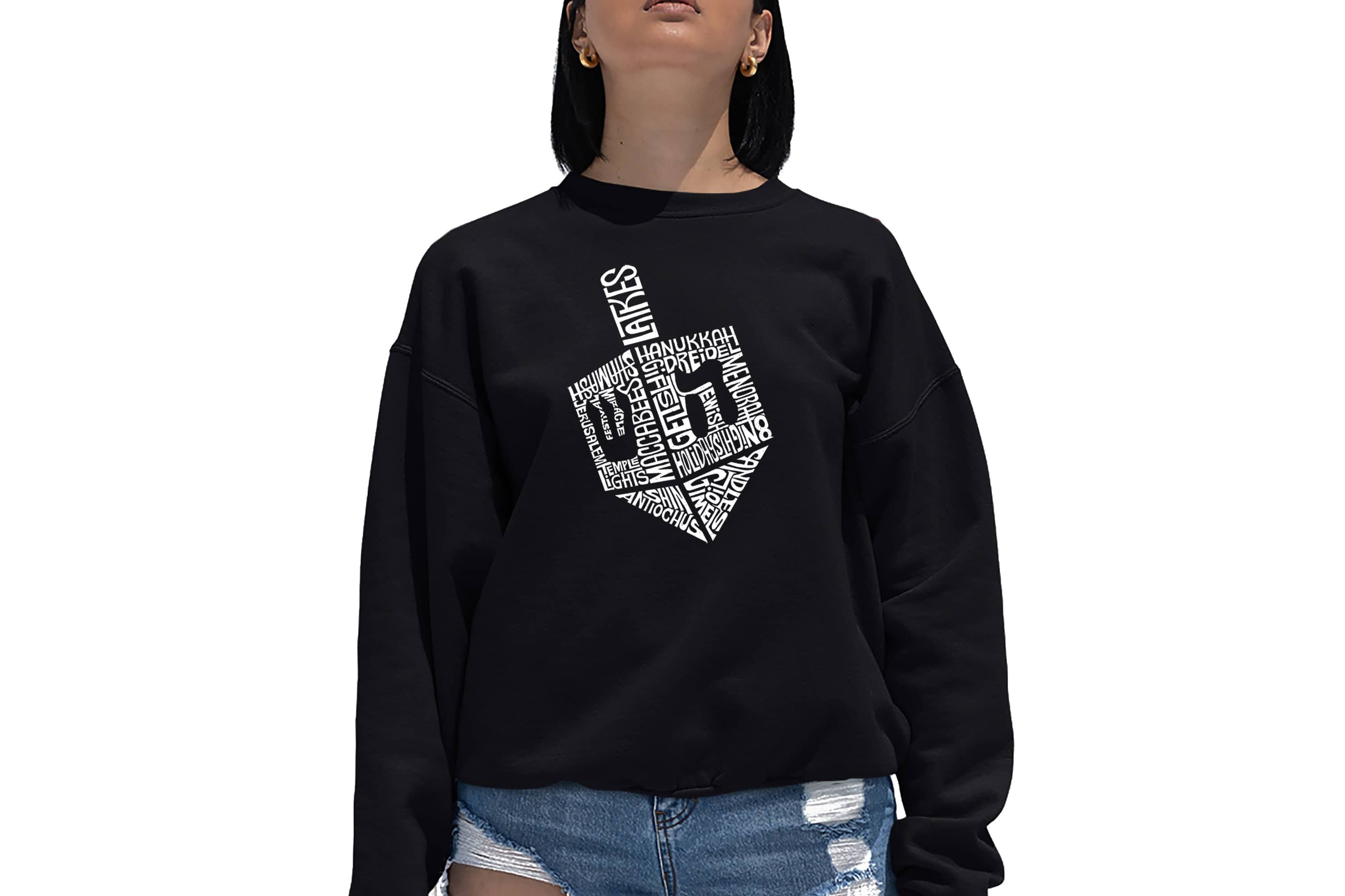 Hanukkah Dreidel - Womens Word Art Crewneck Sweatshirt