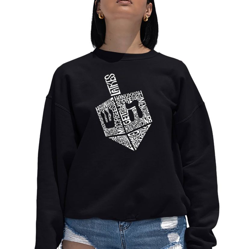 Hanukkah Dreidel - Womens Word Art Crewneck Sweatshirt