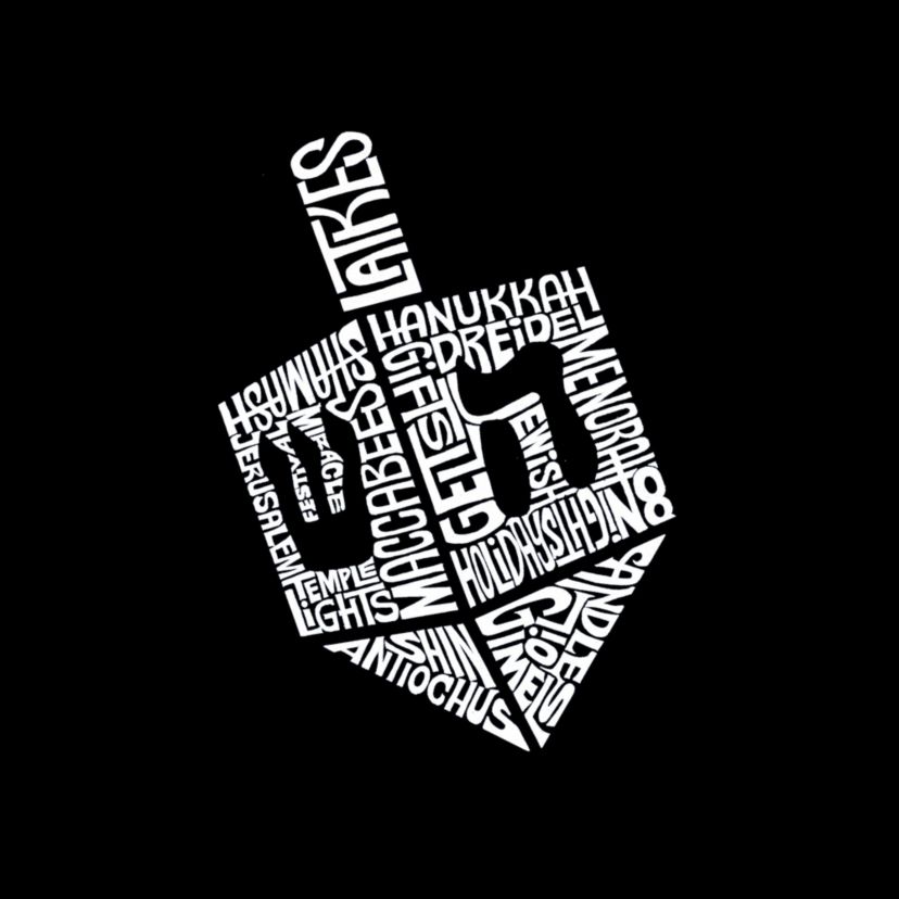 Hanukkah Dreidel - Womens Word Art Crewneck Sweatshirt