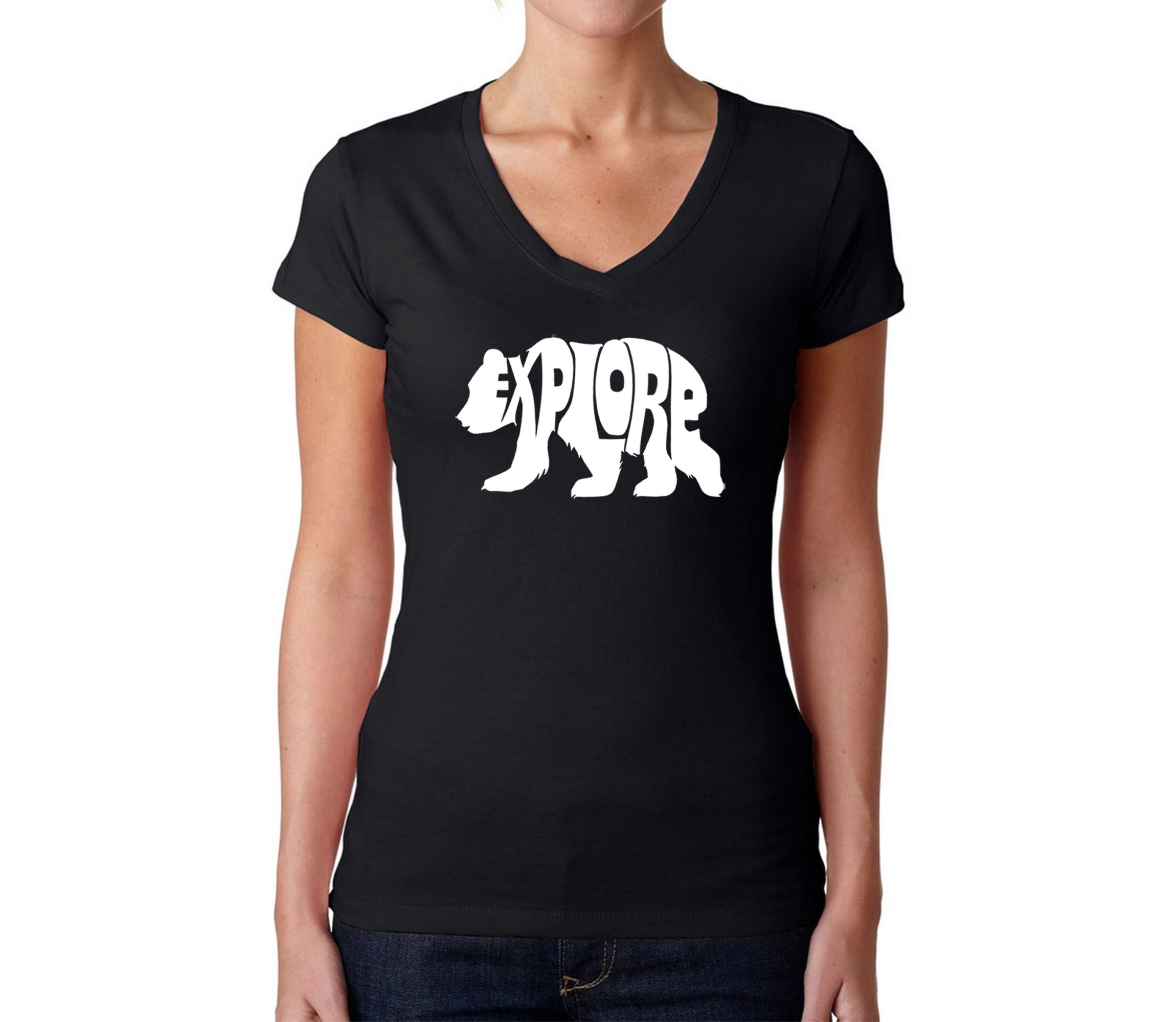 Explore - Womens Word Art V-Neck T-Shirt
