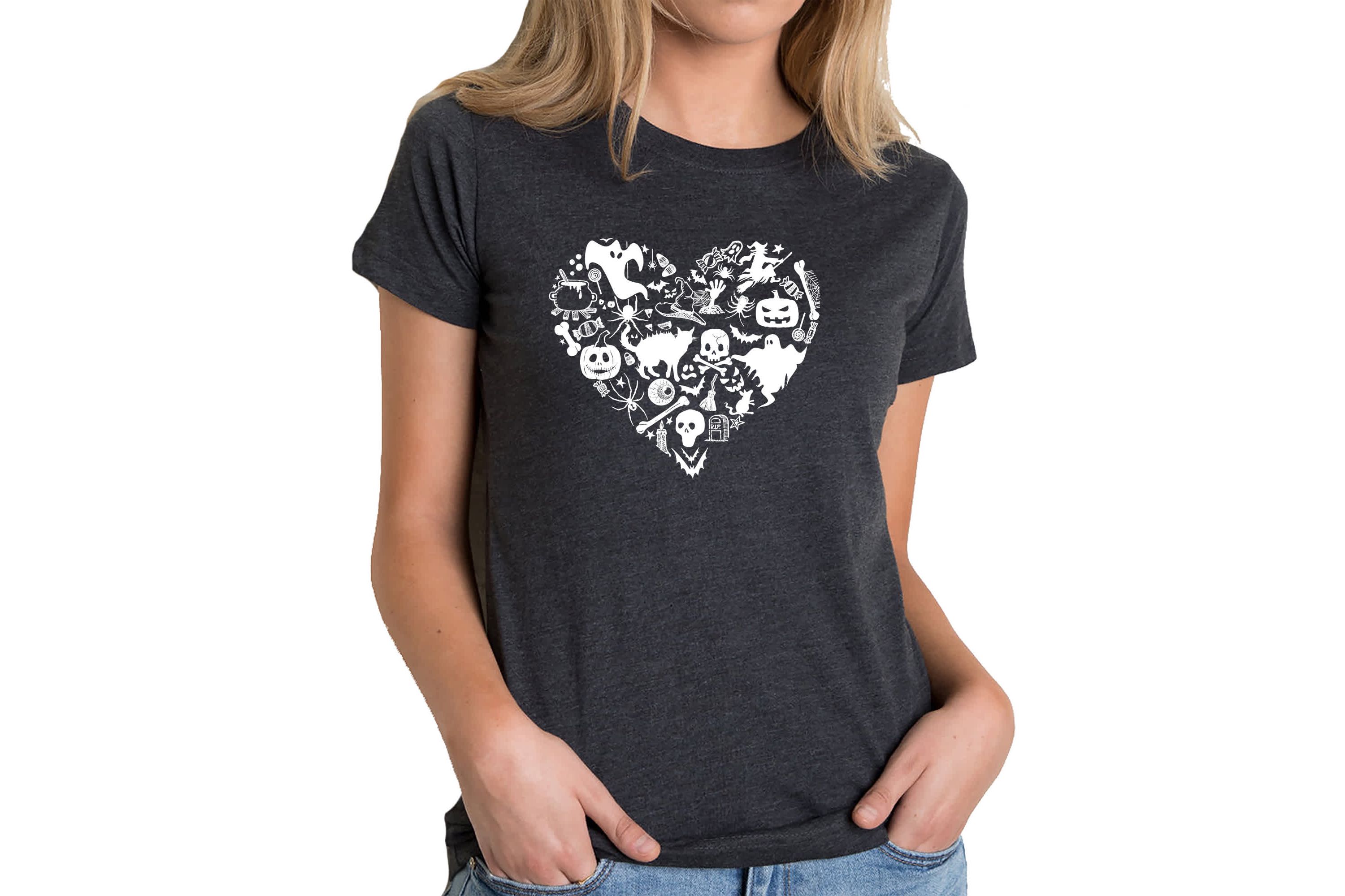 Halloween Heart - Womens Premium Blend Word Art T-Shirt
