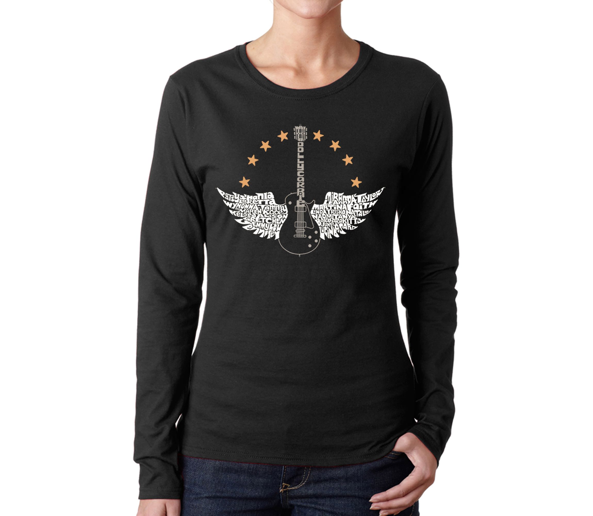 Country Female Singers - Womens Word Art Long Sleeve T-Shirt